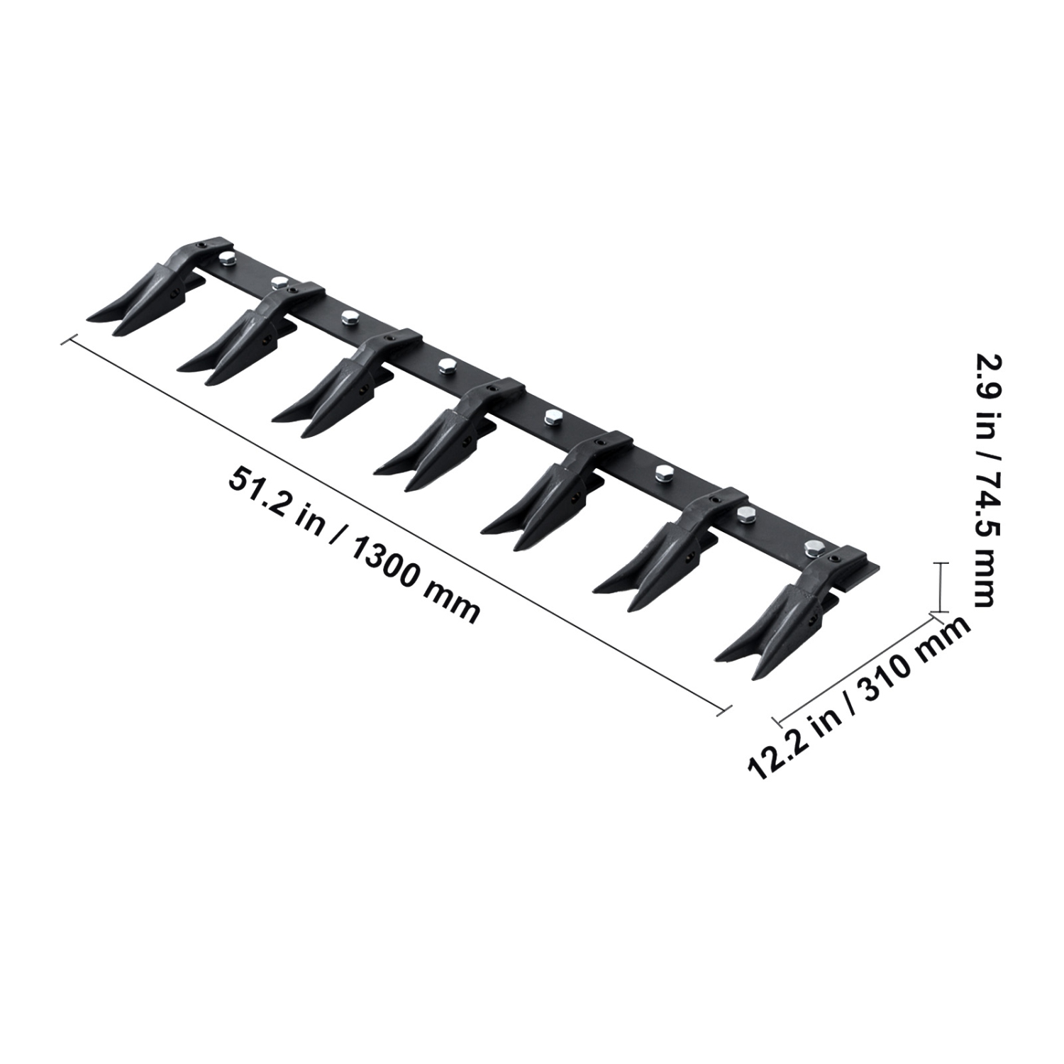 VEVOR 53'' Heavy Duty Tractor Bucket Teeth Bar for Sub-Compact Tractor Loader,4560 lbs Load-Bearing Capacity,Fits Bucket Cutting Edges Sized 1/2" or