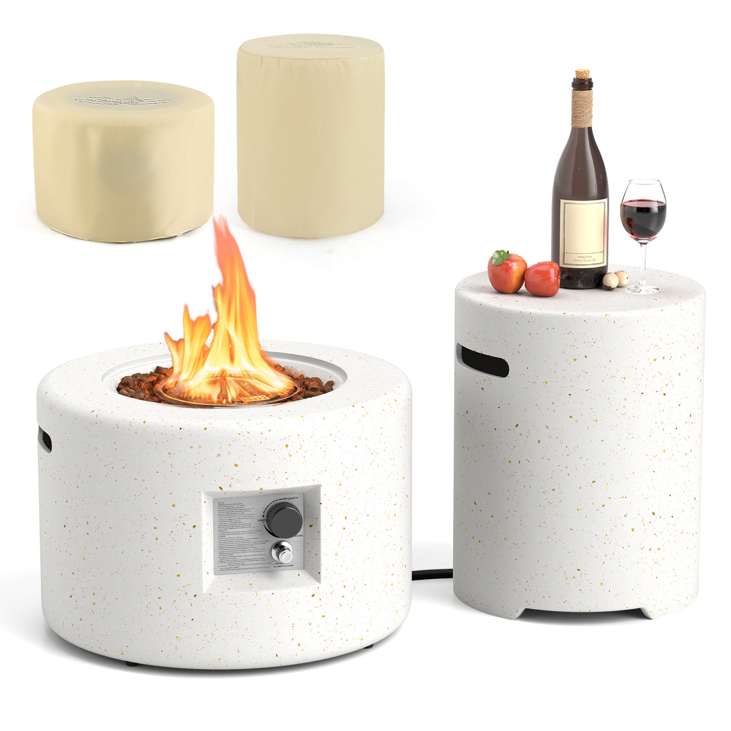 Gymax 40,000 BTU Outdoor Fire Pit Table Set w/ Tank Holder Stainless Steel Burner