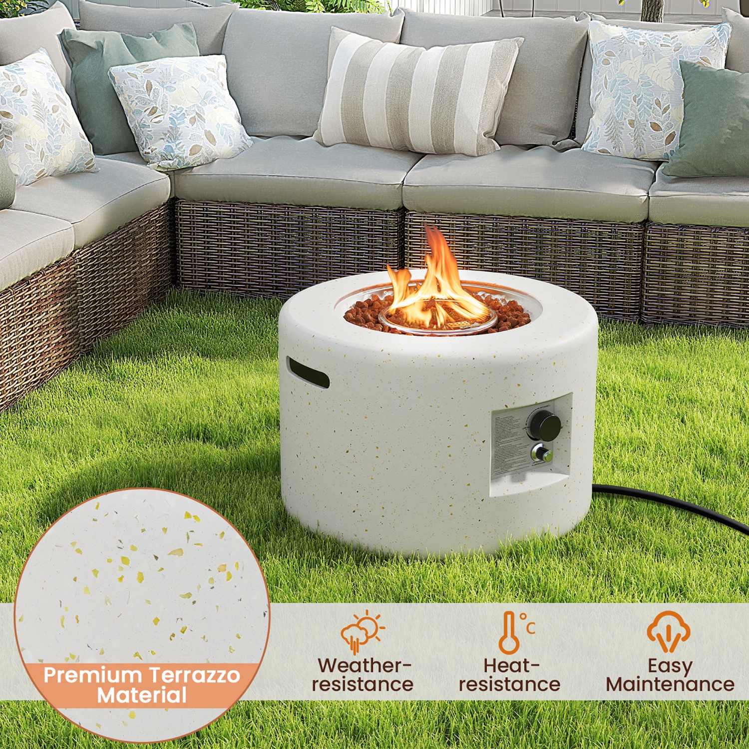 Gymax 40,000 BTU Outdoor Fire Pit Table Set w/ Tank Holder Stainless Steel Burner