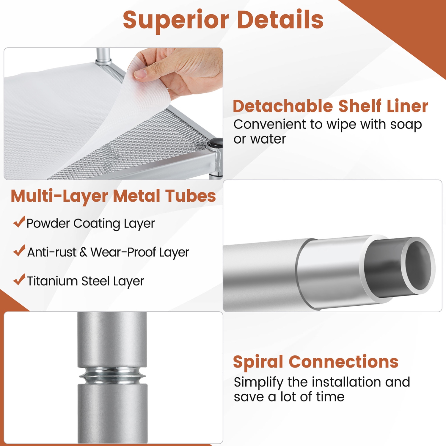 Gymax 4-Tier Coffee Bar Table w/Adjustable Shelves S Hooks Hanging Net & Shelf Liner