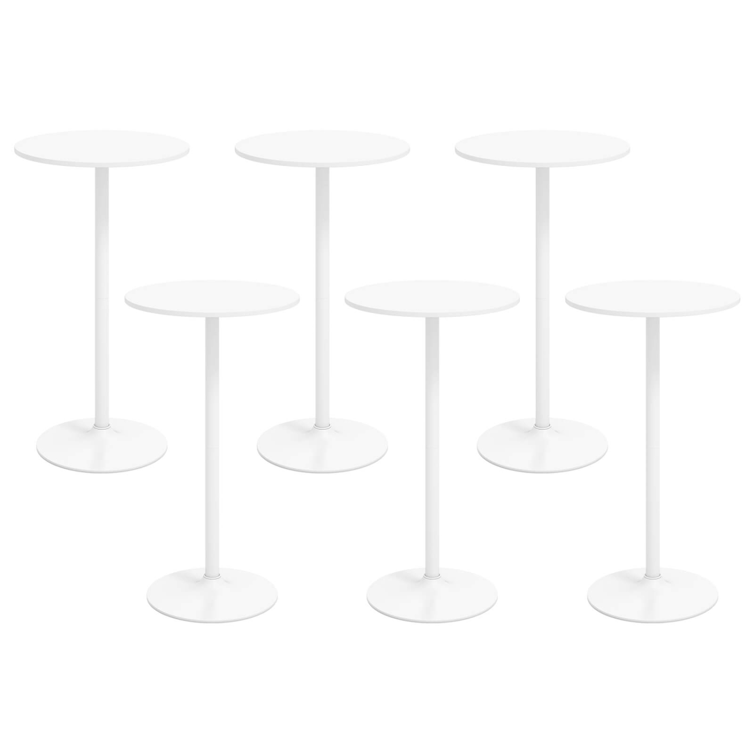 Gymax Round Bar Table Set of 6 w/Adjustable Height & Metal Base Modern Cocktail Table