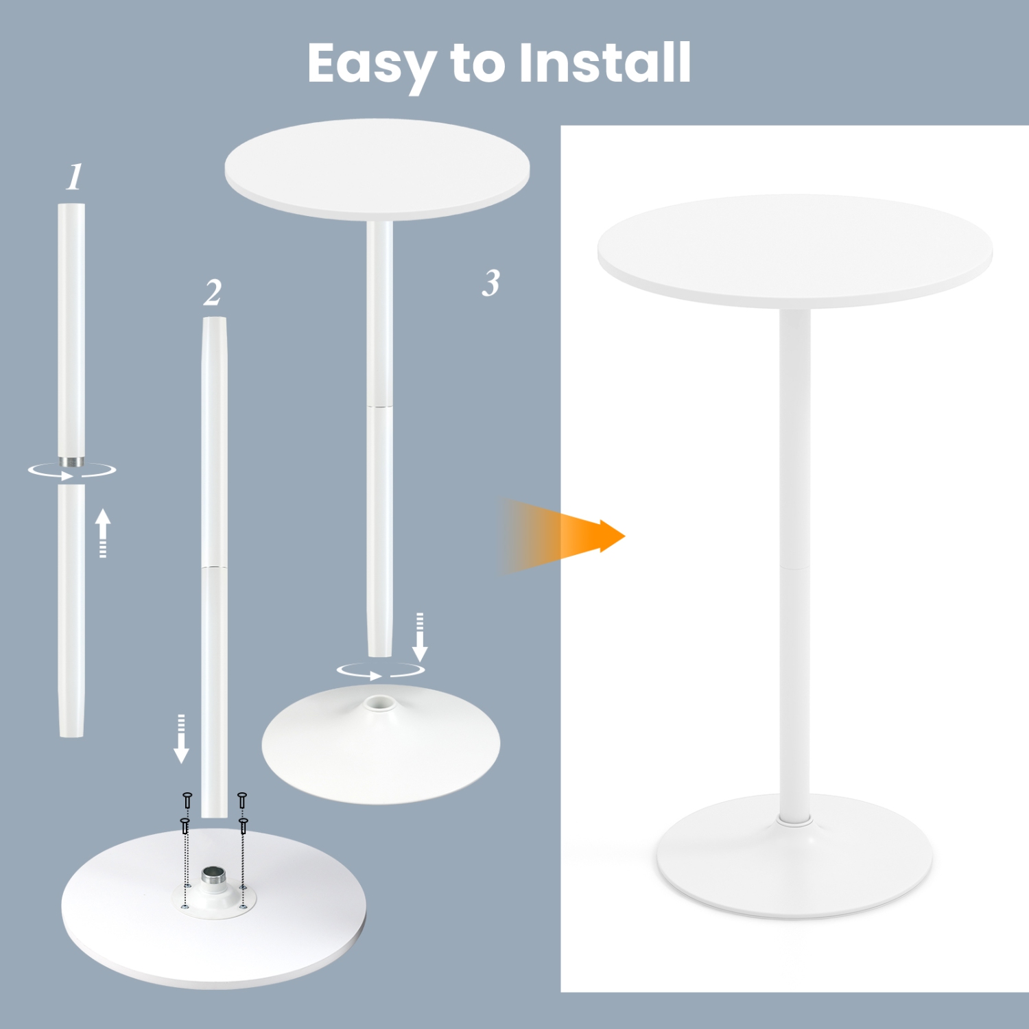 Gymax Round Bar Table Set of 6 w/Adjustable Height & Metal Base Modern Cocktail Table