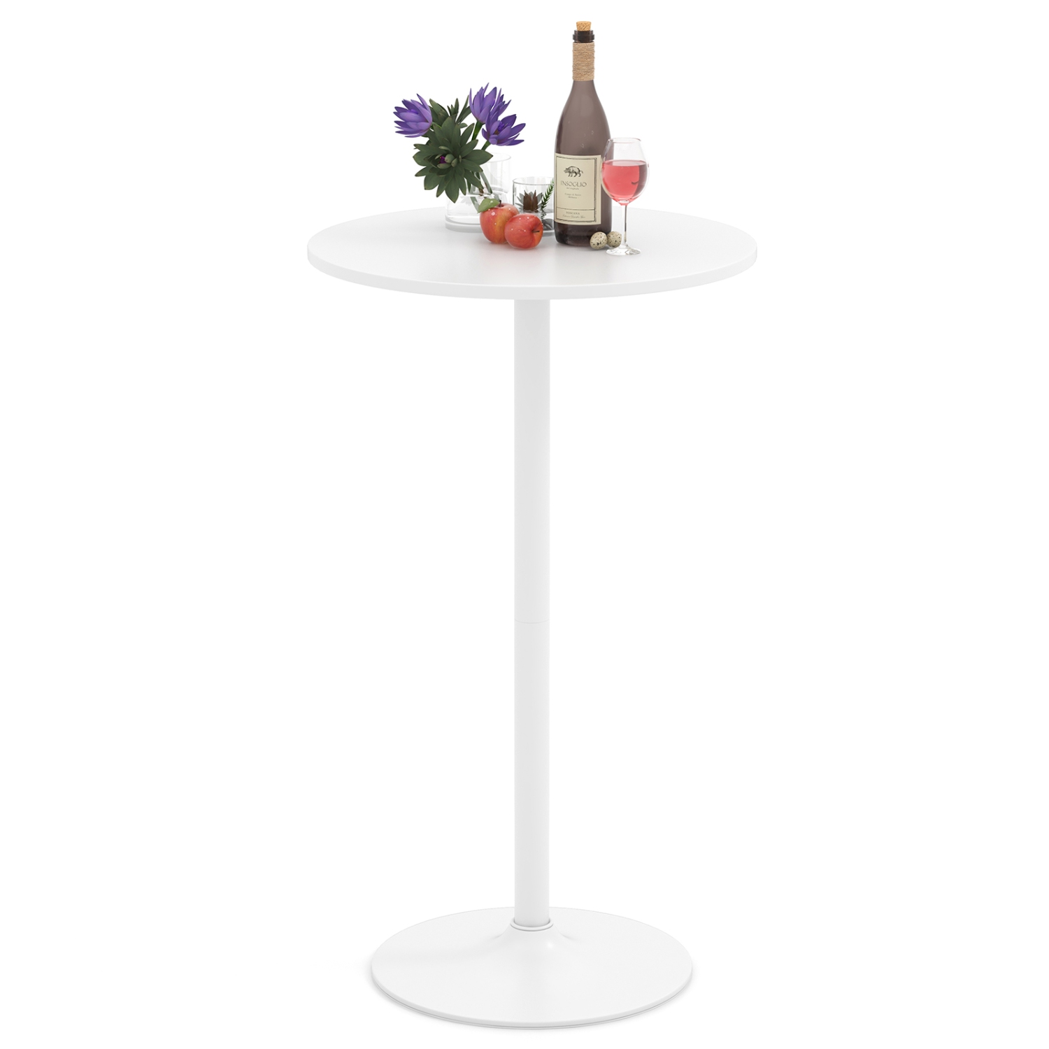 Gymax Round Bar Table Set of 6 w/Adjustable Height & Metal Base Modern Cocktail Table