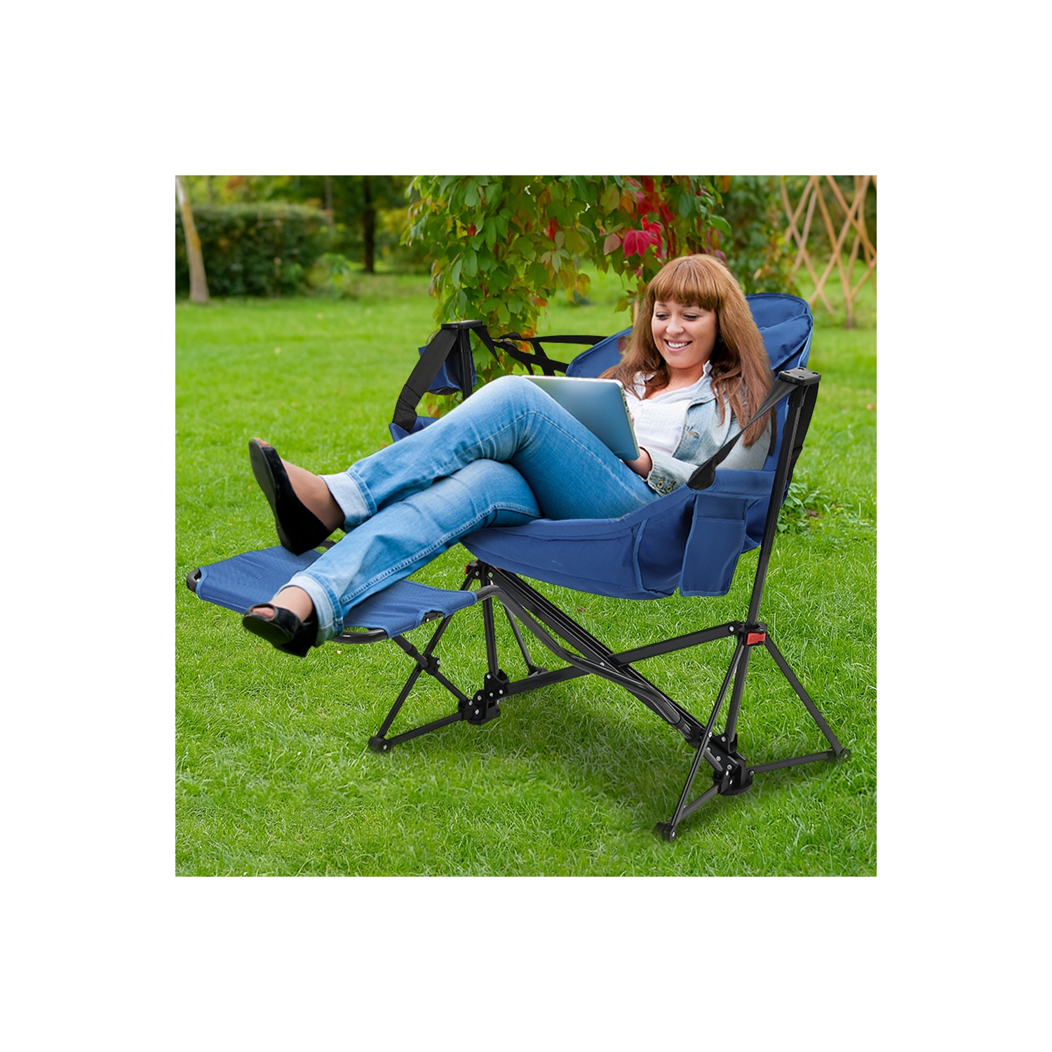 Ainfox Hammock Camping Chair, Camping Chair Rocker, Swinging Chair Withwith Removable Footrest