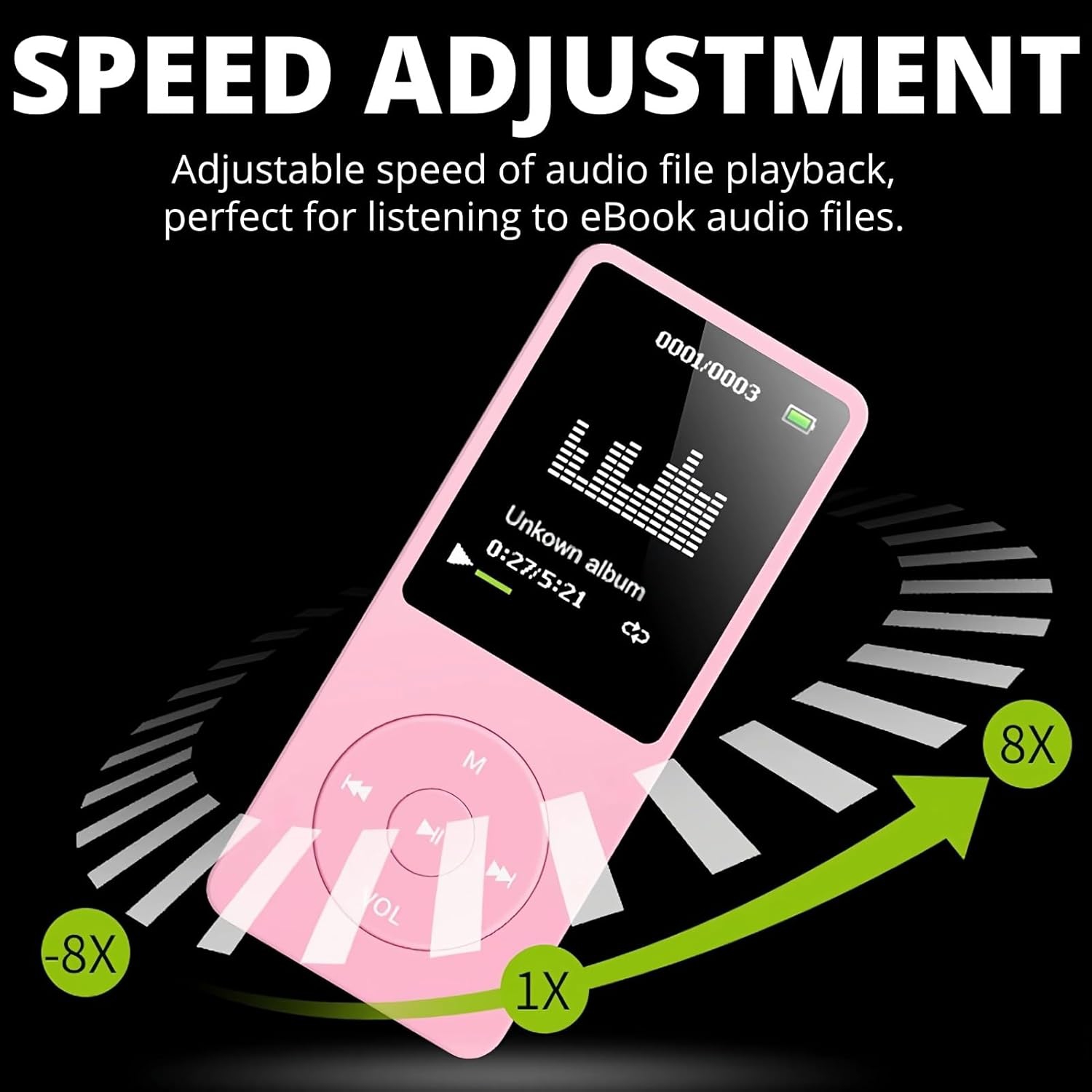 MP3/MP4 player, 1.8-inch HD screen, MP3 music player, FM radio, headphones, portable audio player with recording, picture browsing and e-book