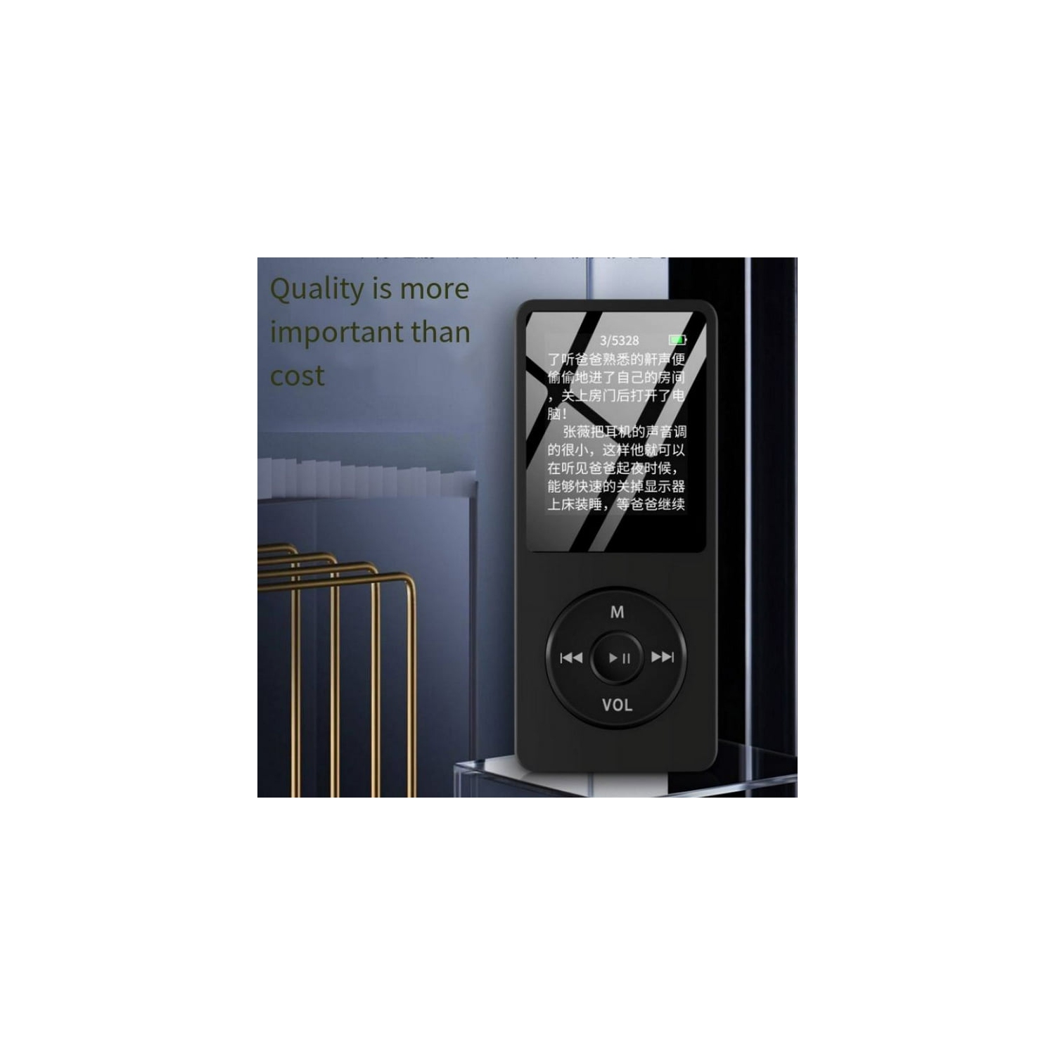 MP3/MP4 player, 1.8-inch HD screen, MP3 music player, FM radio, headphones, portable audio player with recording, picture browsing and e-book