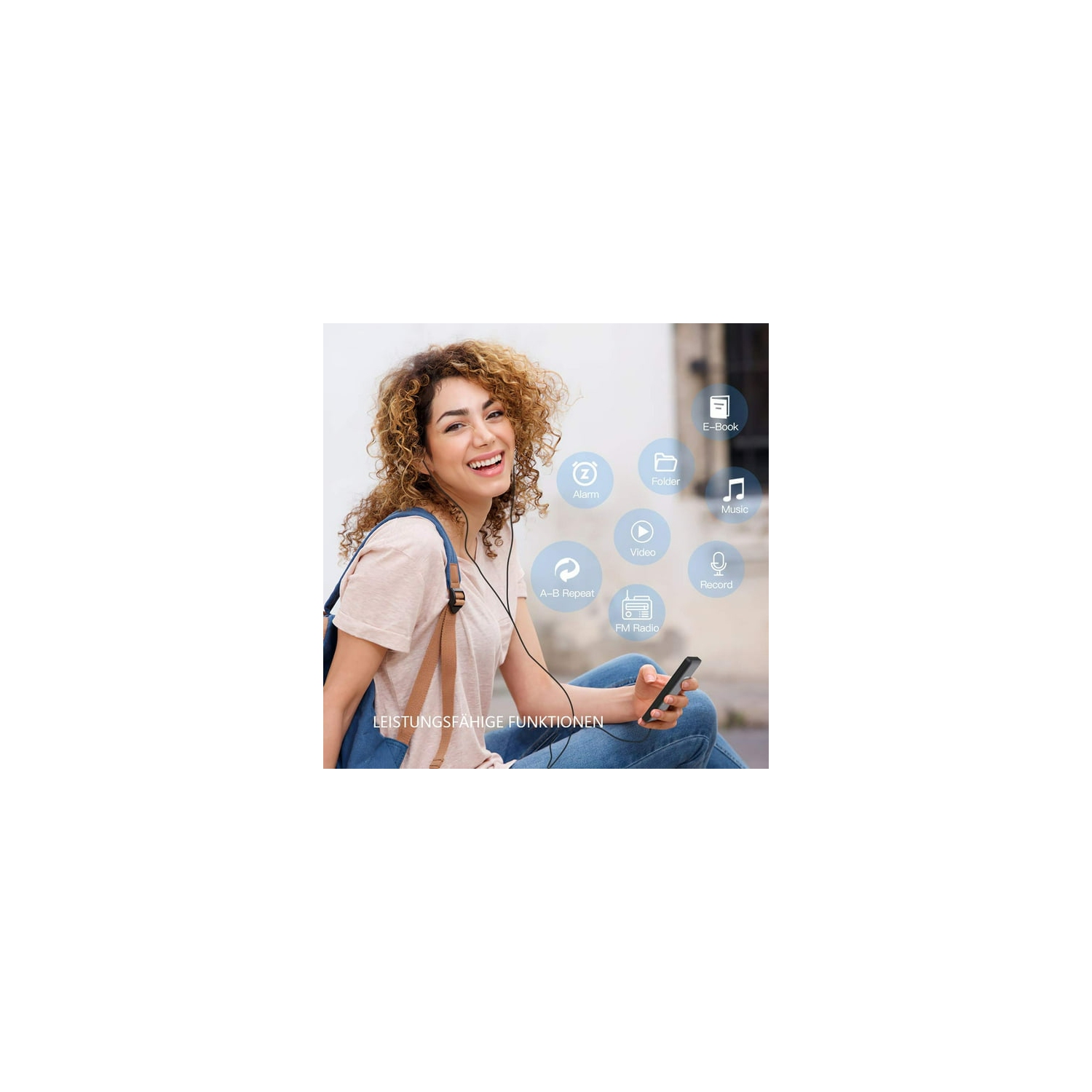 MP3/MP4 player, 1.8-inch HD screen, MP3 music player, FM radio, headphones, portable audio player with recording, picture browsing and e-book