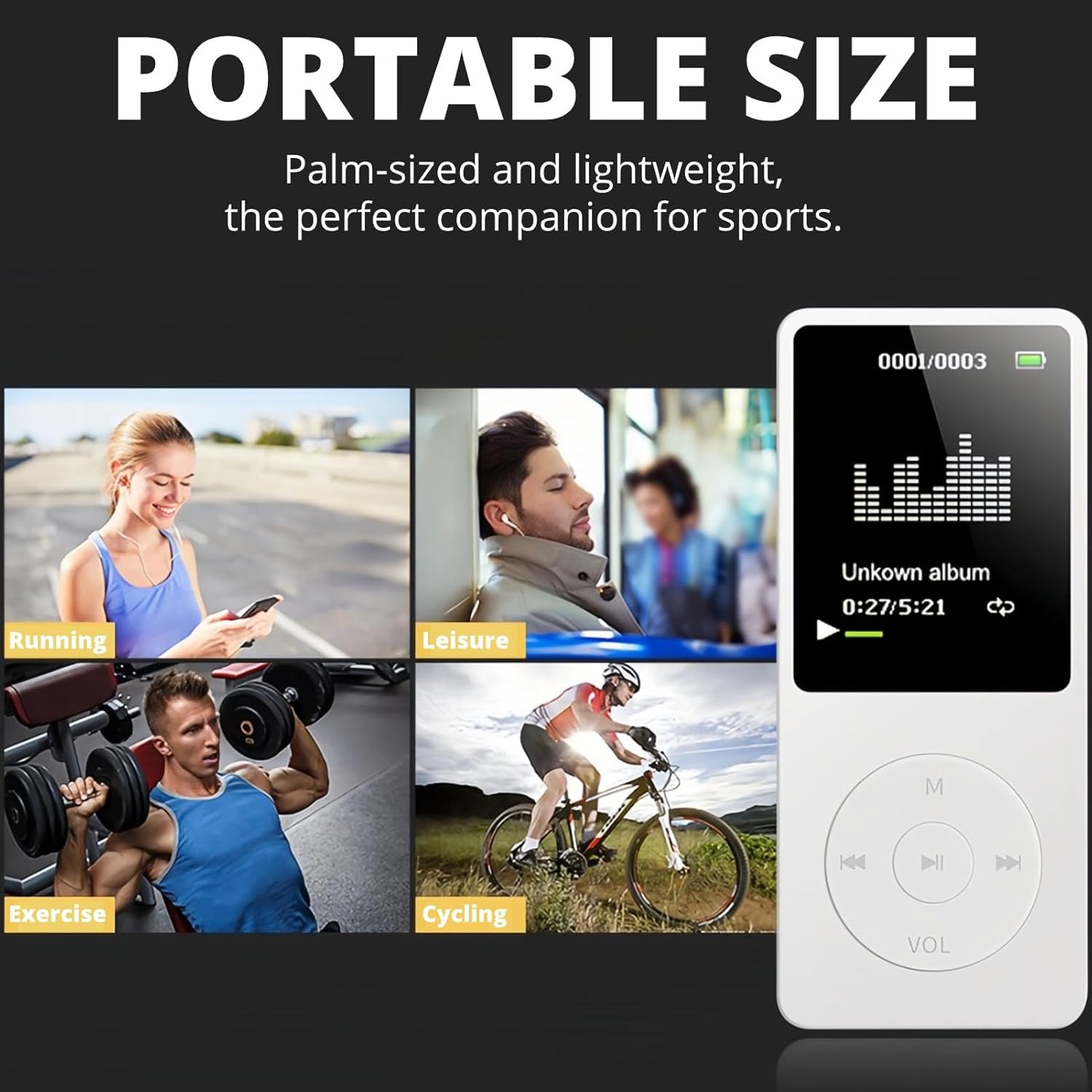 MP3/MP4 player, 1.8-inch HD screen, MP3 music player, FM radio, headphones, portable audio player with recording, picture browsing and e-book