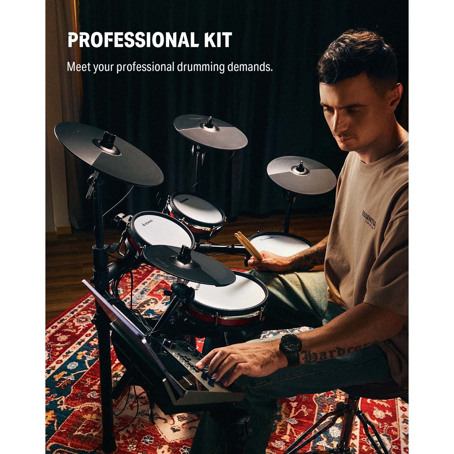 Donner DED-300X 5 Drums 4 Cymbals Electronic Drum Set