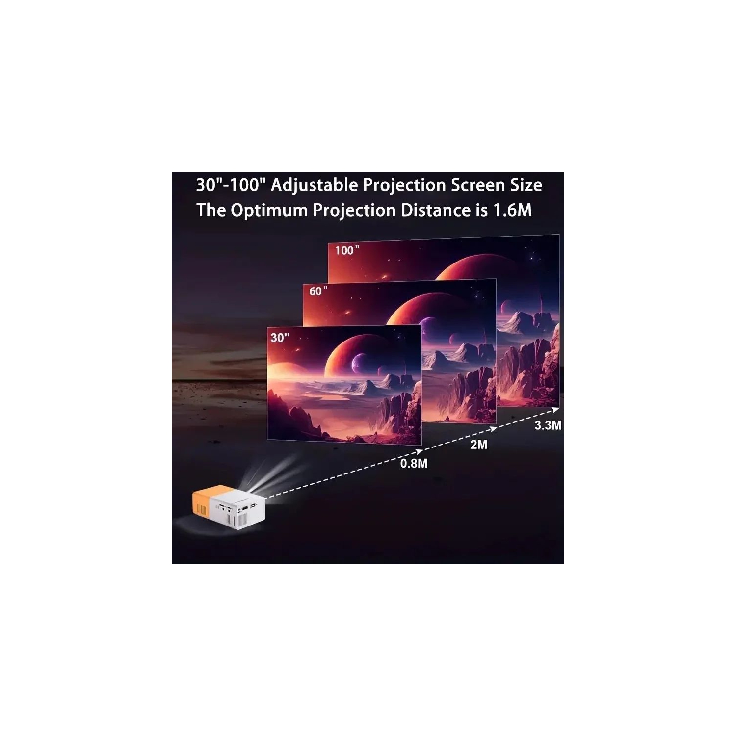 Micro Mini Projector Home LED Portable Small Projector HD 1080p - Blue