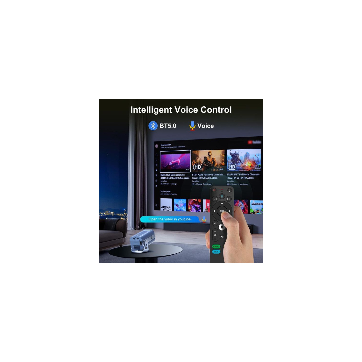 Projecteur à courte focale, petit projecteur portatif à fixation murale dortoir