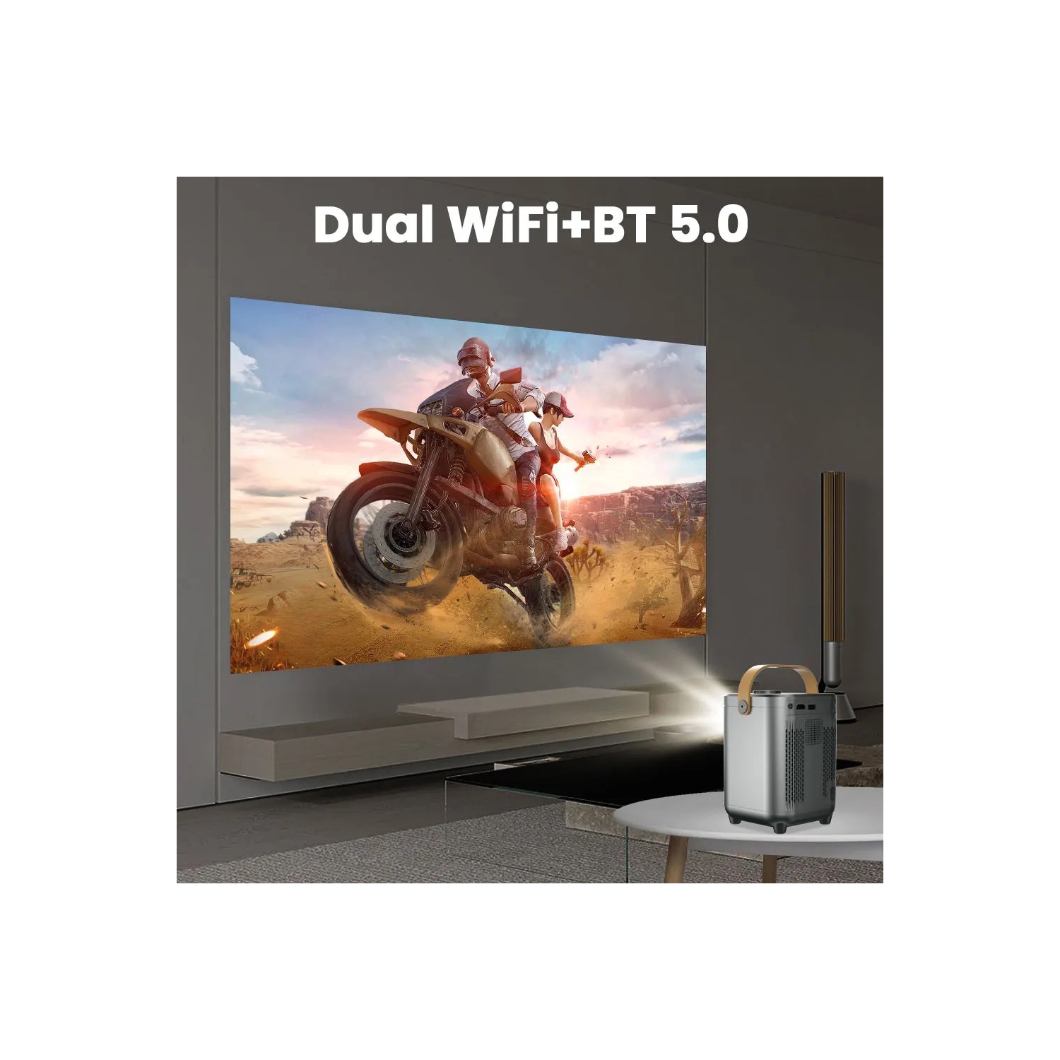 Mini projecteur 4K pour 120 ANSI, 4000 lumens, petit projecteur de cinéma maison HD 1080p avec Wi-Fi et Bluetooth, projecteur portatif Android LED