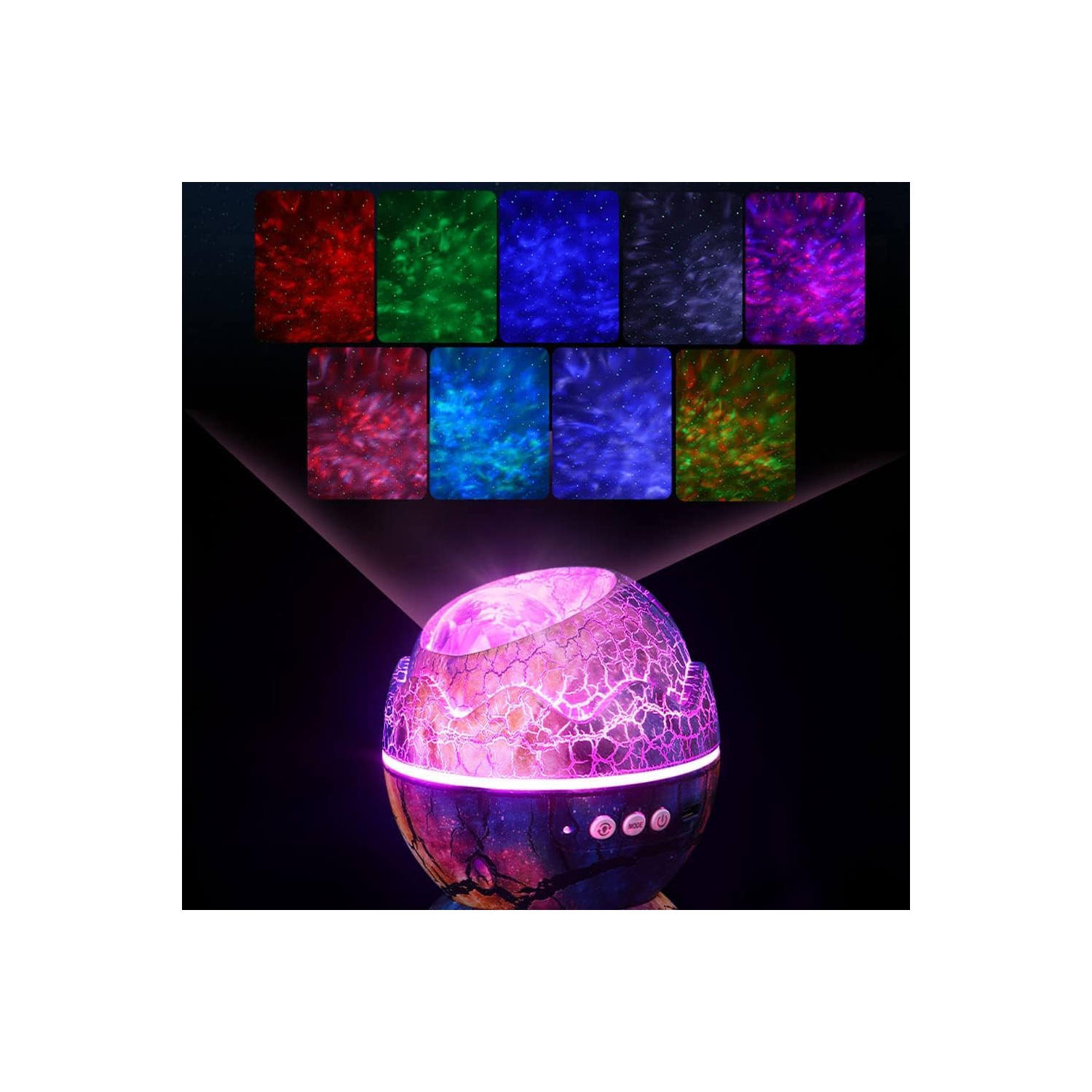 Projecteur en forme d'oeuf 4-en-1 aurores boréales projecteur Veilleuse oeuf de dinosaure Aurora étoile veilleuse