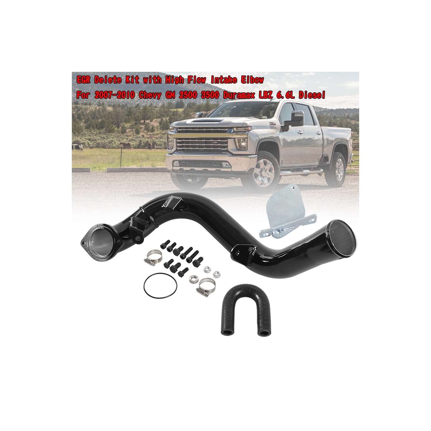 EGR Kit with High Flow Intake Elbow For 2007-2010 For Chevy GM 2500 3500 Duramax LBZ 6.6L Diesel
