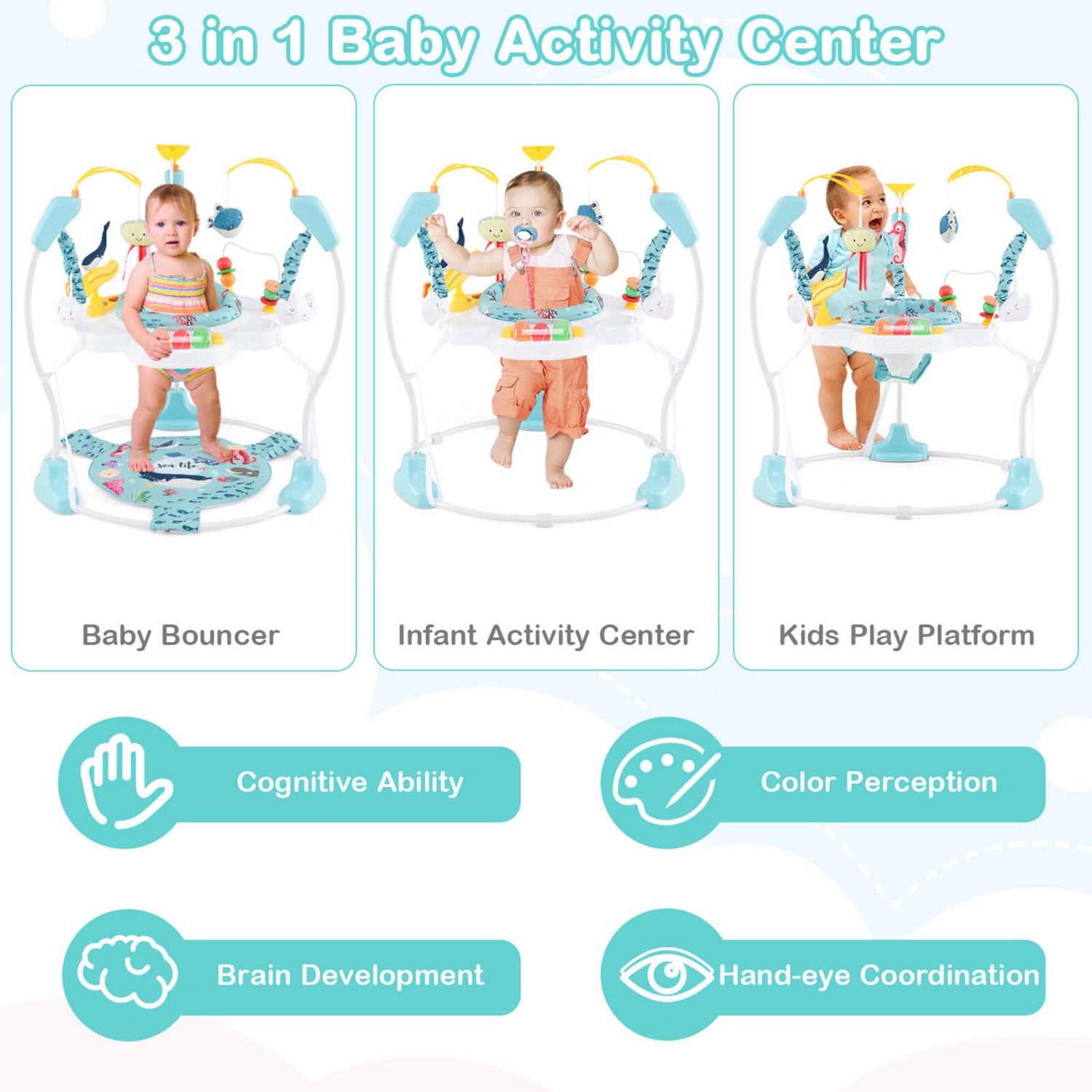 Siège sauteur stationnaire pour bébé avec repose-pieds amovible de Costway Baby