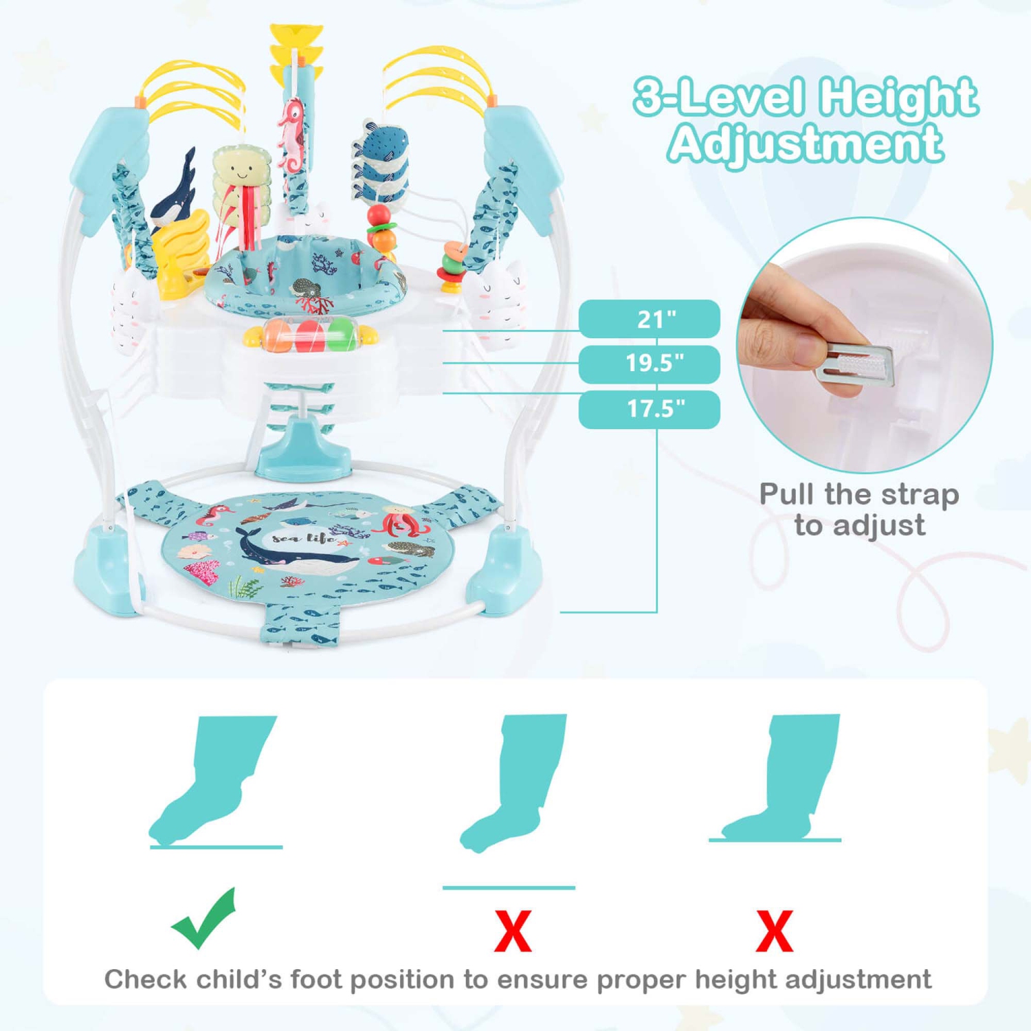 Siège sauteur stationnaire pour bébé avec repose-pieds amovible de Costway Baby