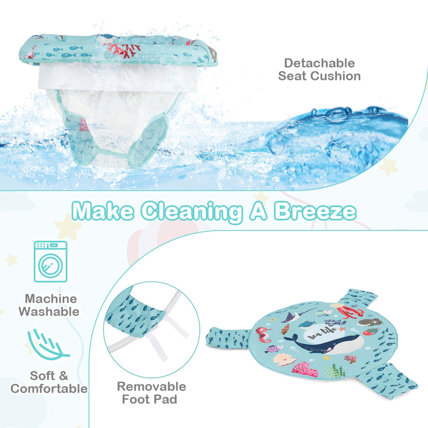 Siège sauteur stationnaire pour bébé avec repose-pieds amovible de Costway Baby