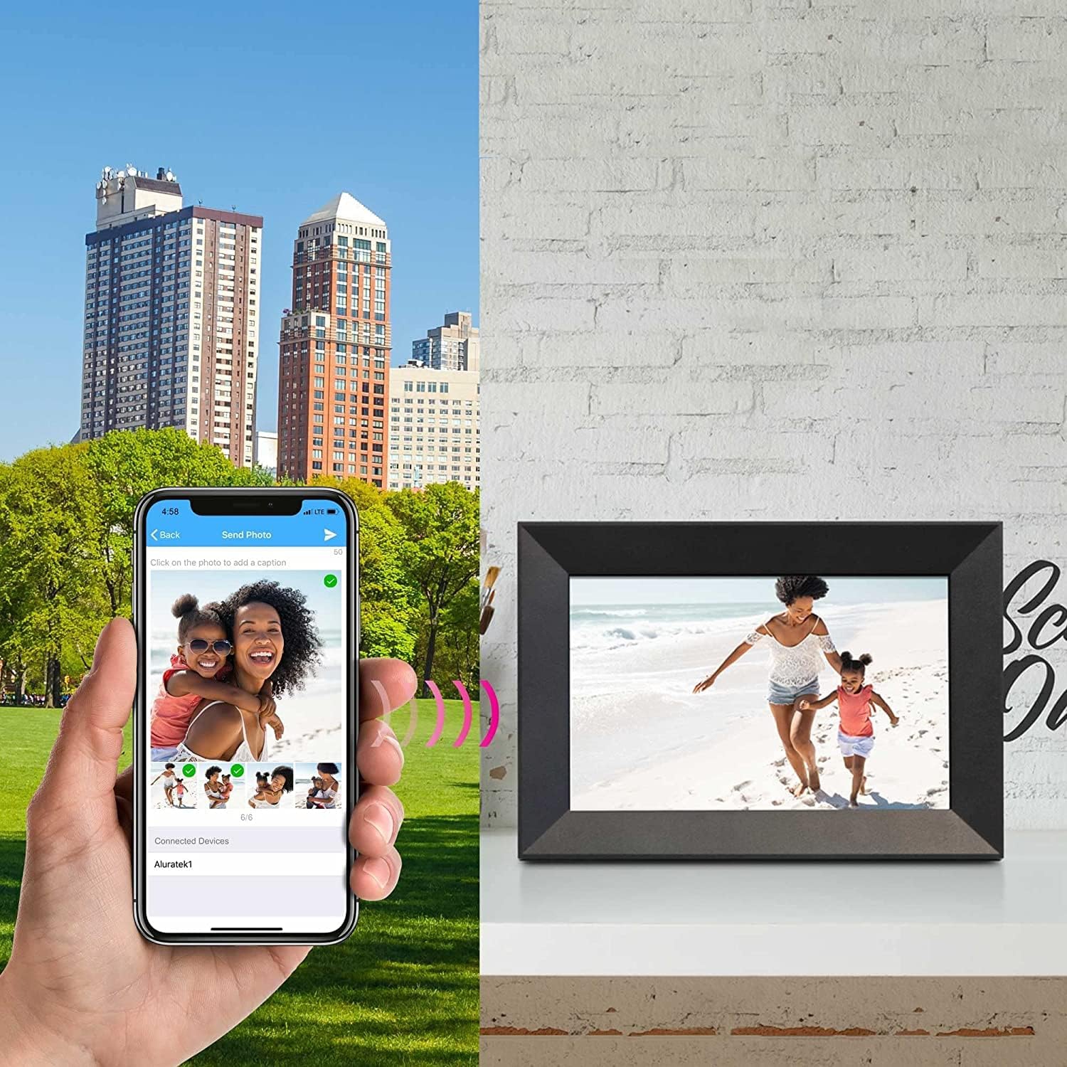 Aluratek 10"" WiFi Digital Photo Frame with Touchscreen IPS LCD Display and 8GB Built-in Memory, ASHDPWM10S