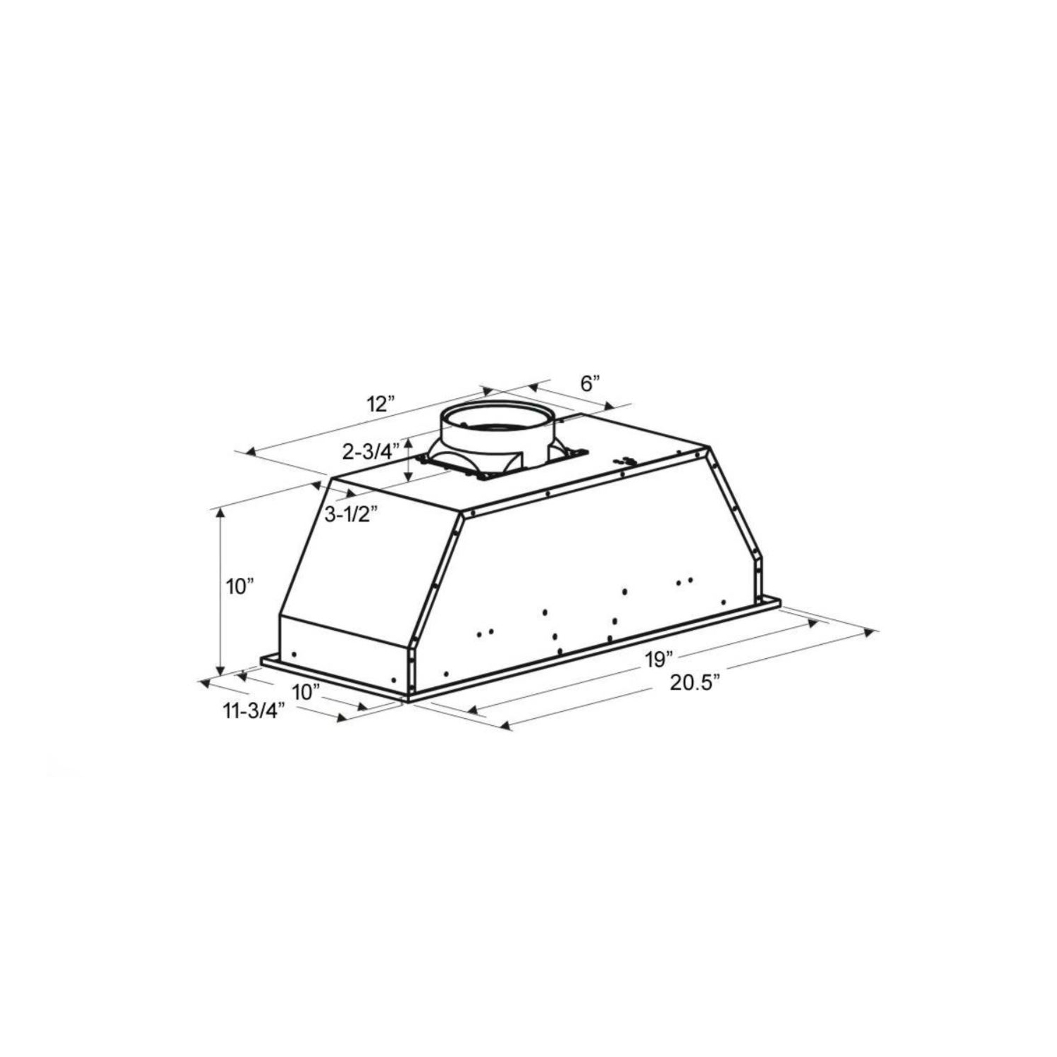 Hotte de cuisinière encastrée 21&nbsp;po 450 pi3/min Victory – Q6-21