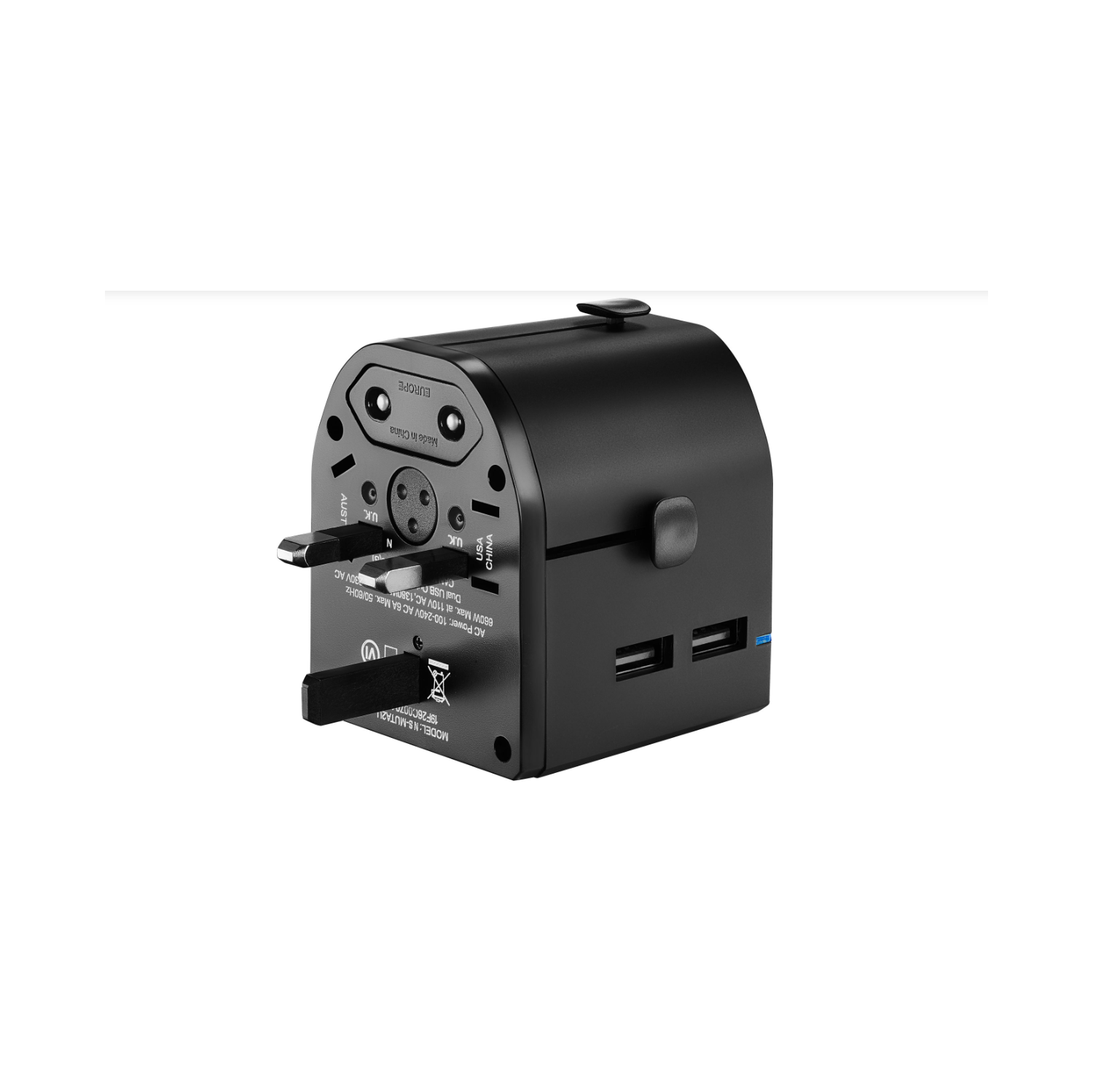 Adaptateur de voyage tout-en-un d'Insignia - Noir NS-MUTA2U-C.