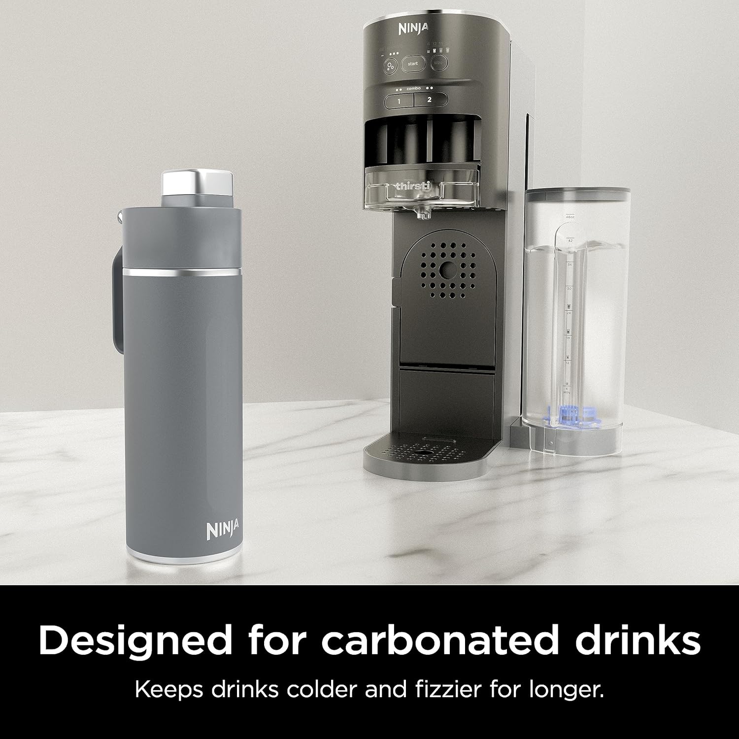 Ninja – Bouteille de voyage Thirsti 24&nbsp;oz, étanche, isolée pour boissons pétillantes, froide pendant 24 heures, DW2401CGY