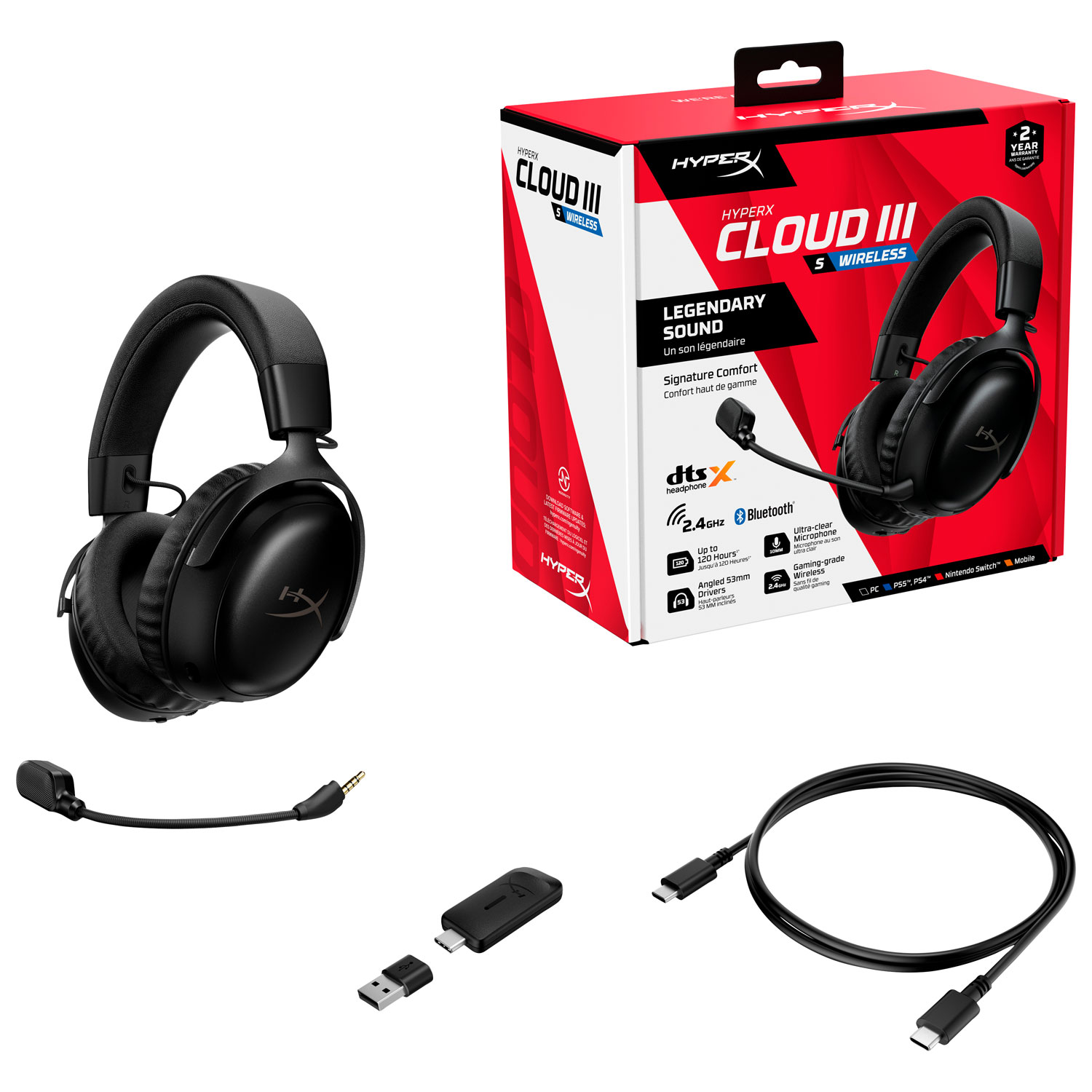 美品 完品 HyperX Cloud III Wireless Hyperx Cloud III S Wireless Gaming Headset with Microphone