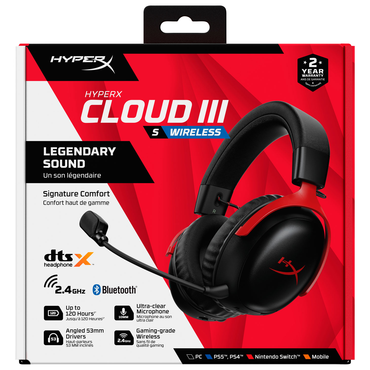 Casque de jeu multiplateforme sans fil avec microphone Cloud III S de HyperX - Noir/Rouge- Exclusivité de Best Buy