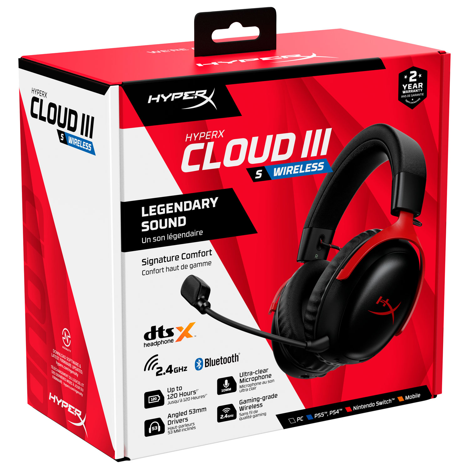 Casque de jeu multiplateforme sans fil avec microphone Cloud III S de HyperX - Noir/Rouge- Exclusivité de Best Buy