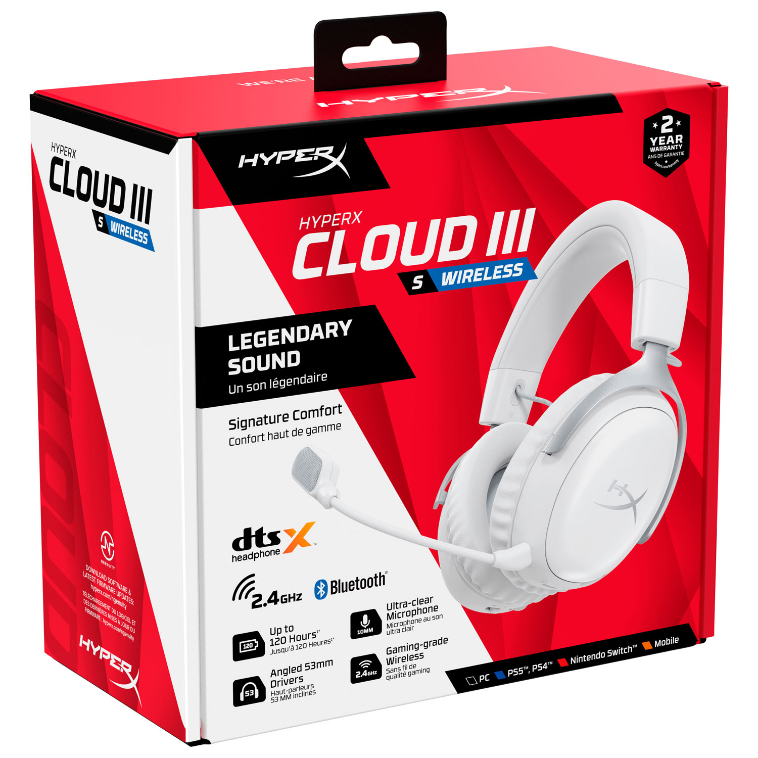 HyperX Cloud III S Wireless Gaming Headset - White