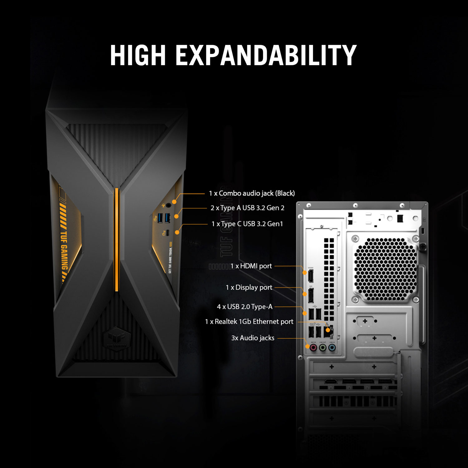 ASUS TUF Gaming T500 Gaming PC - Solar Eclipse Grey