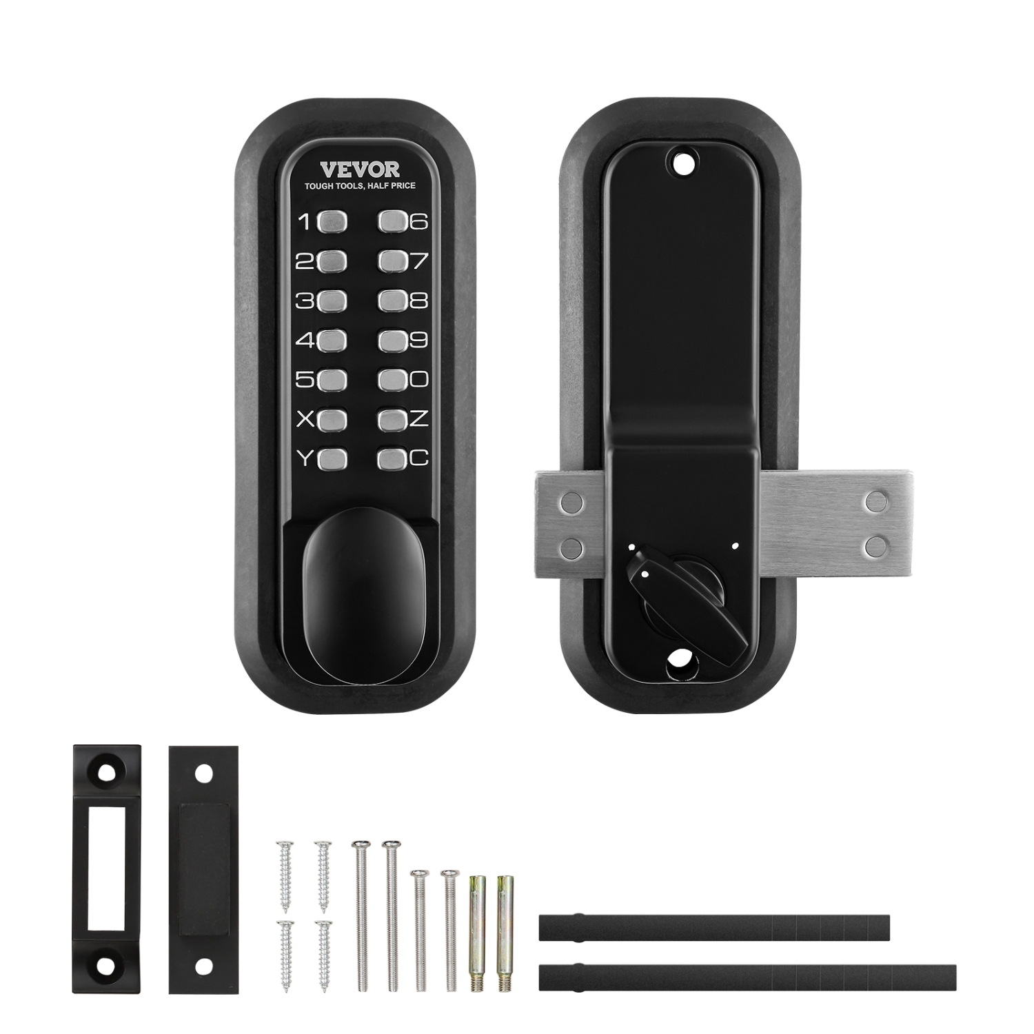 VEVOR 14 Digit Keypad, Mechanical Keyless Entry Door Lock, Water-proof Zinc Alloy, Outdoor Gate Door Locks Set with Surface-mounted Latch, Keypad and