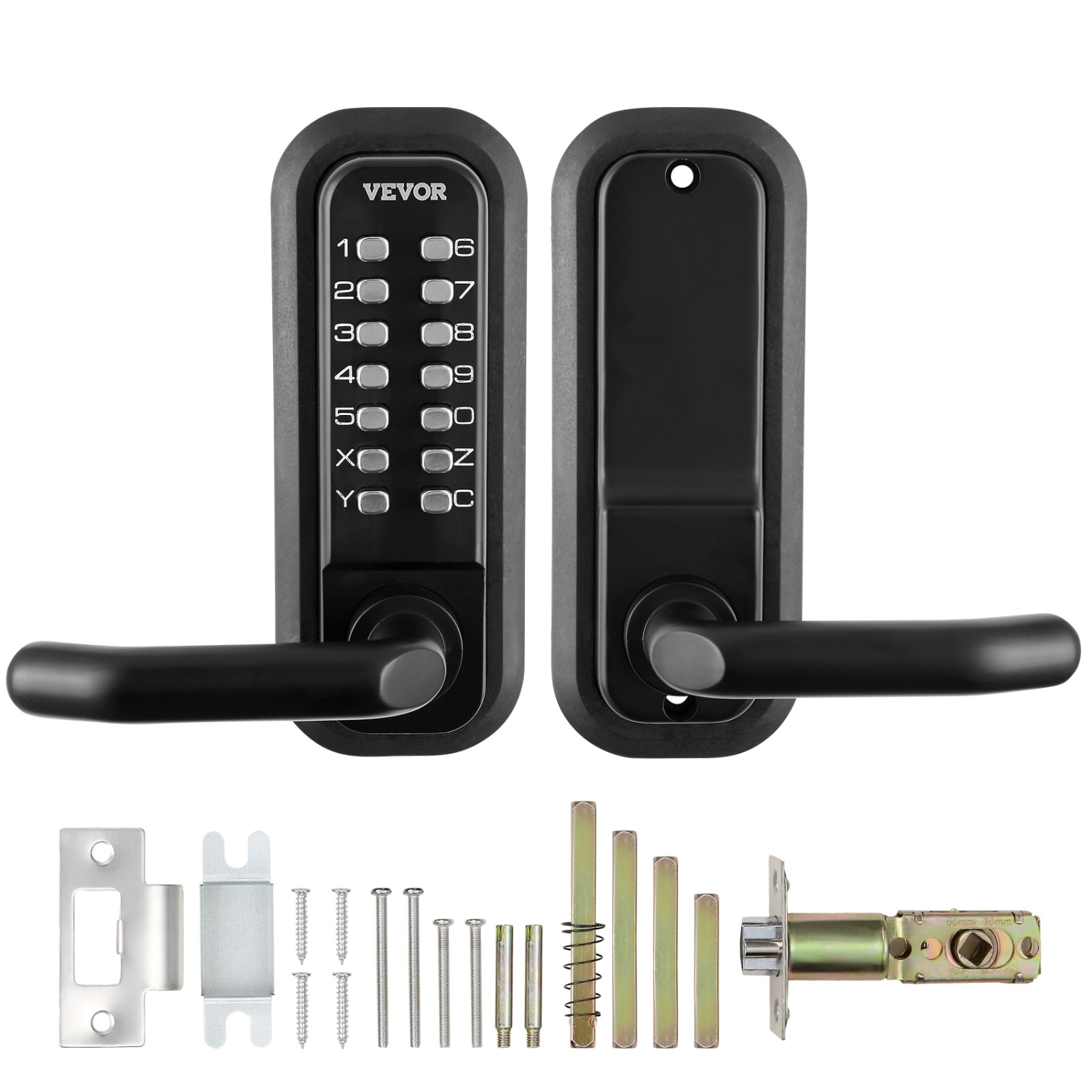 VEVOR 14 Digit Keypad, Mechanical Keyless Entry Door Lock, Water-proof Zinc Alloy, Embedded Outdoor Gate Door Locks Set with Keypad and Handle, Easy