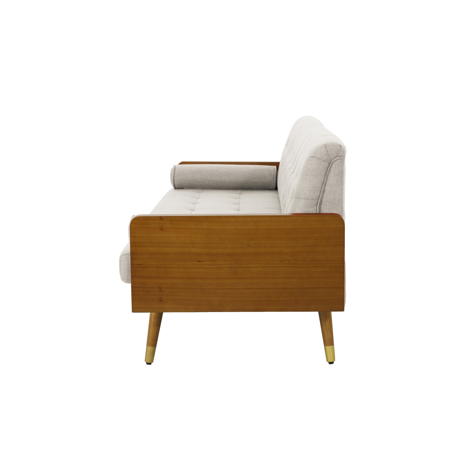 YOULIGHTS Mid Century Modern Tufted Fabric Sofa, Upholstered Sofa with Button-Tufted Waffle Stitch for Living Room, Mid-Century Modern Design, Beige