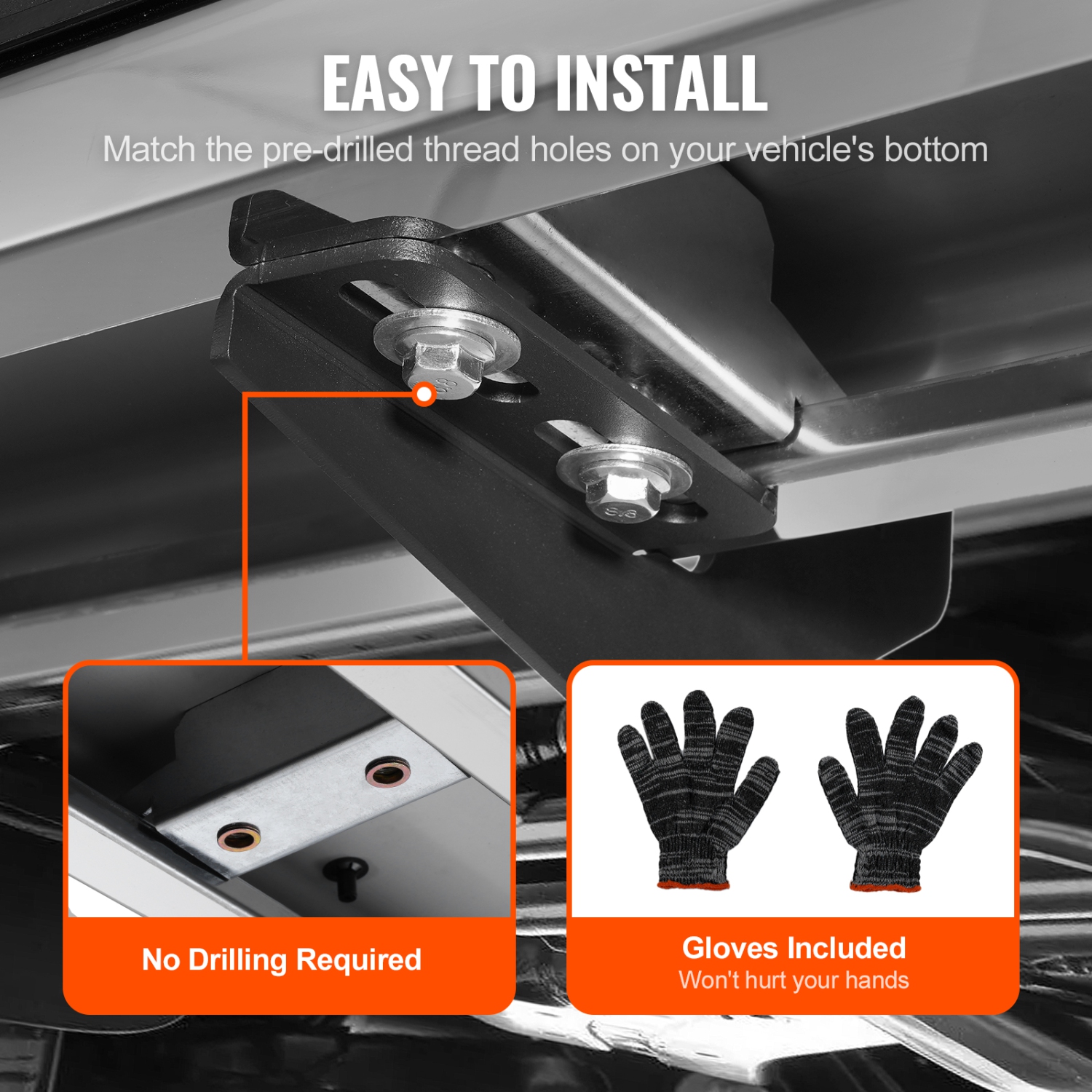 VEVOR 6" Running Boards, Compatible with 2009-2018 Dodge Ram 1500/2010-2023 Ram 2500/3500 Crew Cab, 201 Stainless Steel Side Steps Bars, 500LBS, 2 PCS