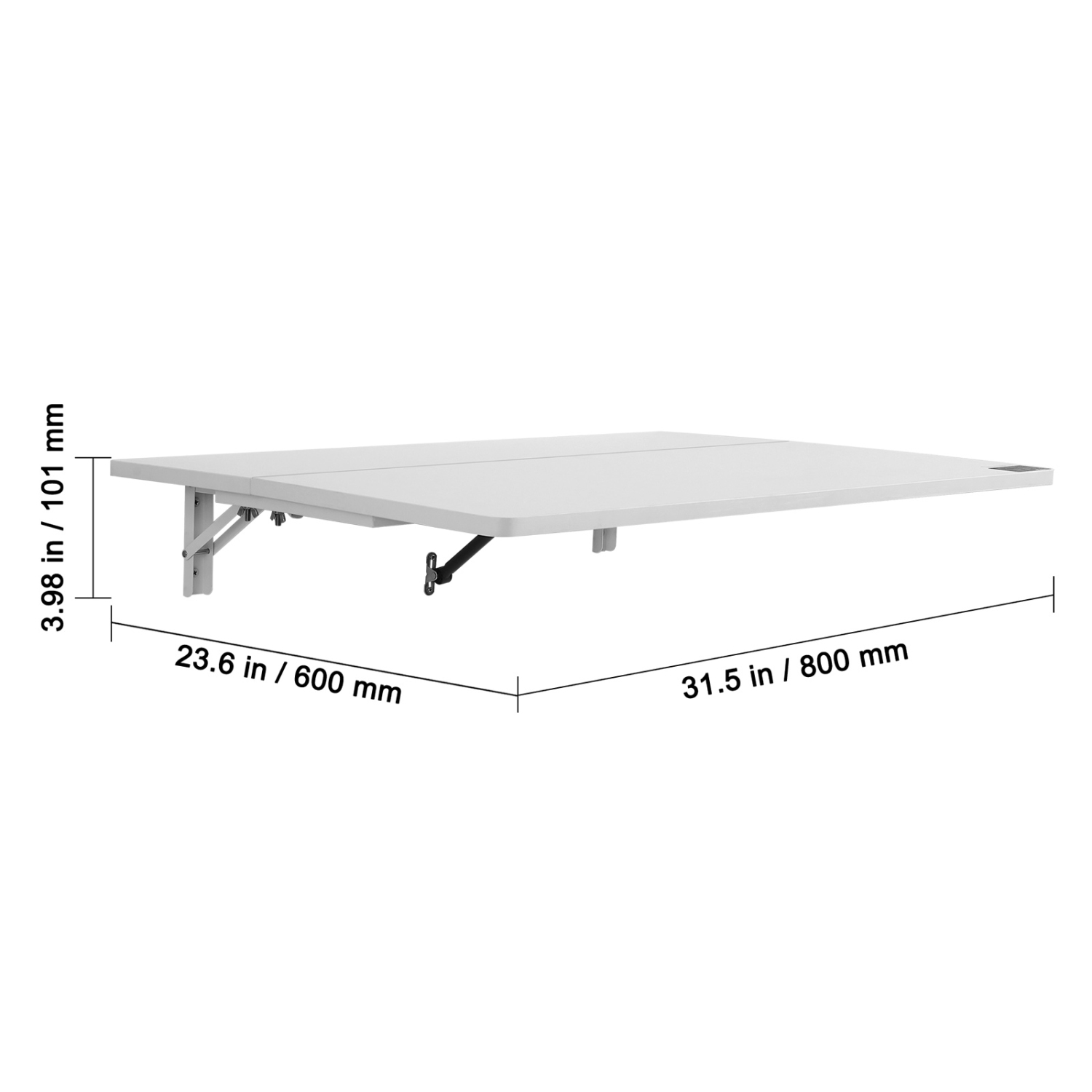 VEVOR 31.5" x 19.69" Wall Mounted Folding Table, Wall Mount Drop Leaf Table, Floating Desk with Iron Bracket, Fold Down Desk for Small Spaces, Home