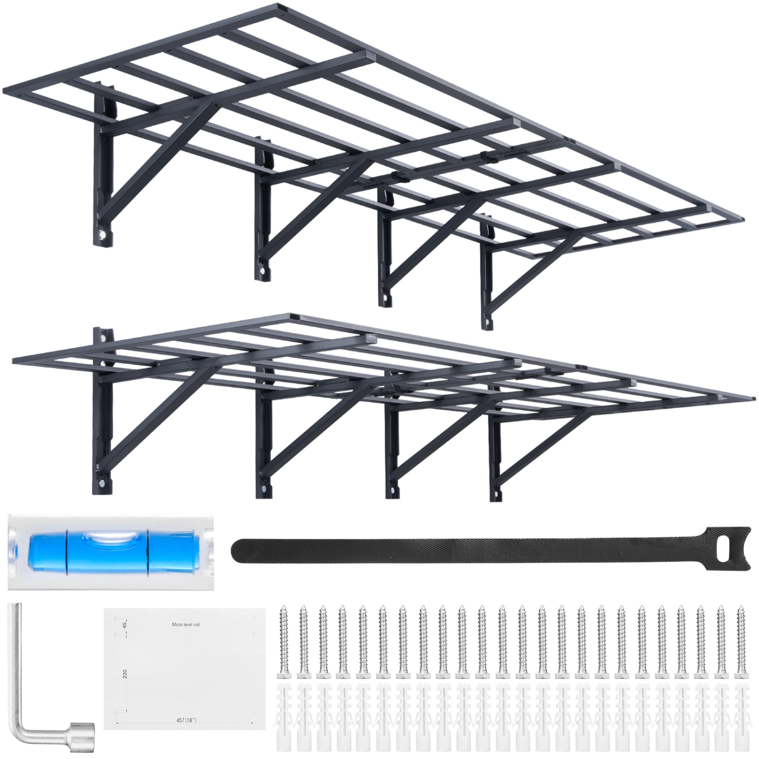VEVOR 6 x 2 ft Garage Storage Shelving, 2 Pack, Heavy Duty Garage Shelves Wall Mounted, 1600 lbs Load Capacity(Total) Garage Storage Rack Floating
