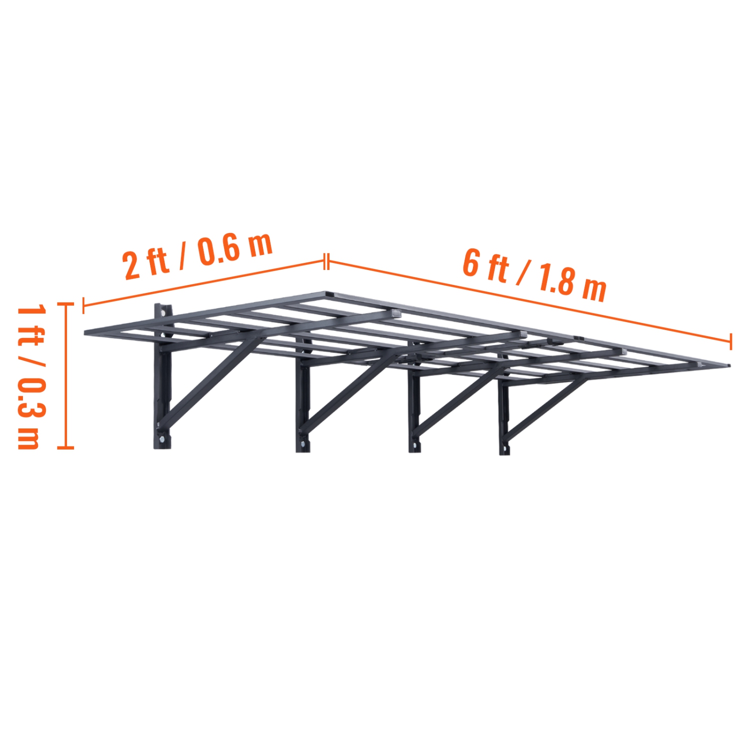 VEVOR 6 x 2 ft Garage Storage Shelving, 2 Pack, Heavy Duty Garage Shelves Wall Mounted, 1600 lbs Load Capacity(Total) Garage Storage Rack Floating