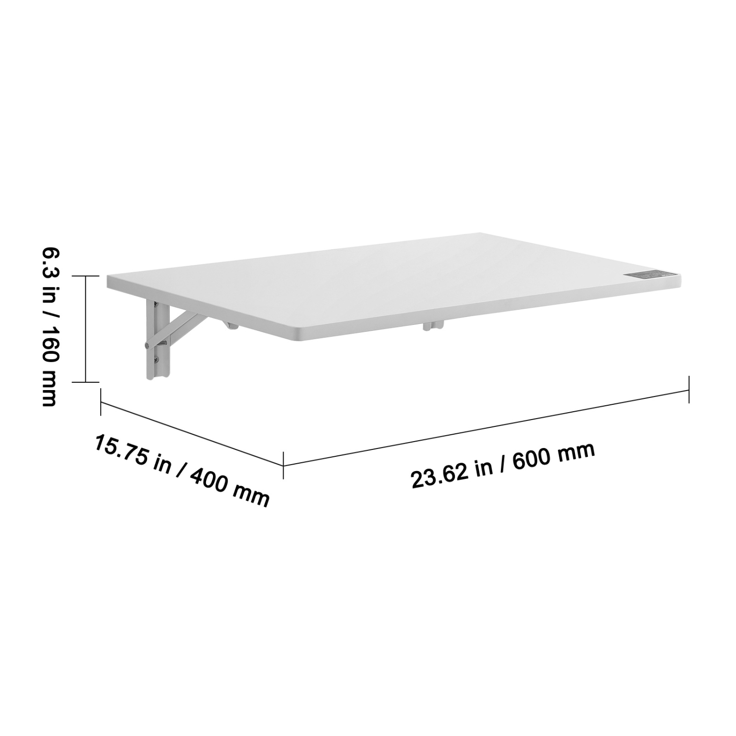 Table pliante murale VEVOR de 23,62 x 15,75&nbsp;po, table à abattant murale, bureau flottant avec support en fer, bureau rabattable pour les petits