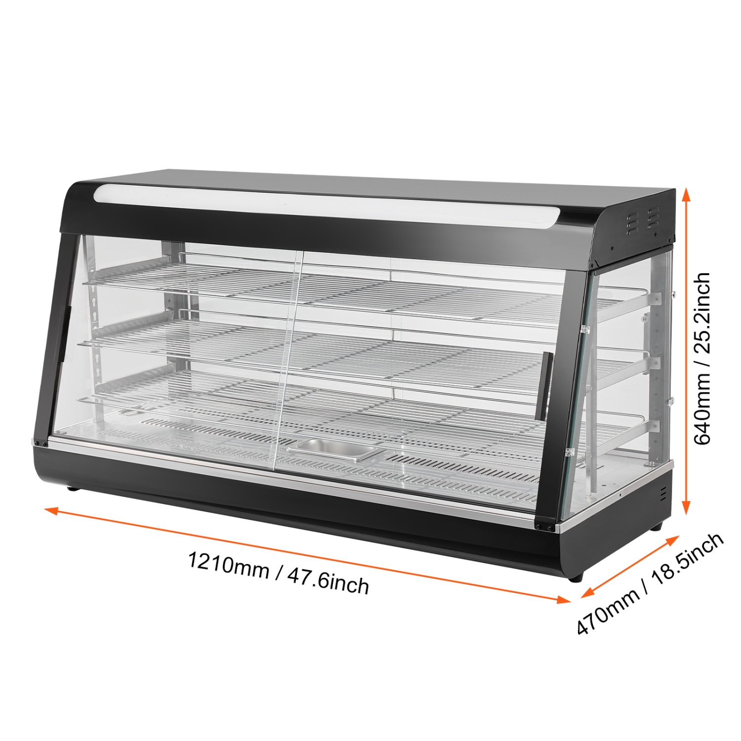 VEVOR 3-Tier Commercial Food Warmer Display, 1500W Food Display Warmer with Light, Adjustable Shelf and Temperature Display, 86℉~185℉ Steam Heating,