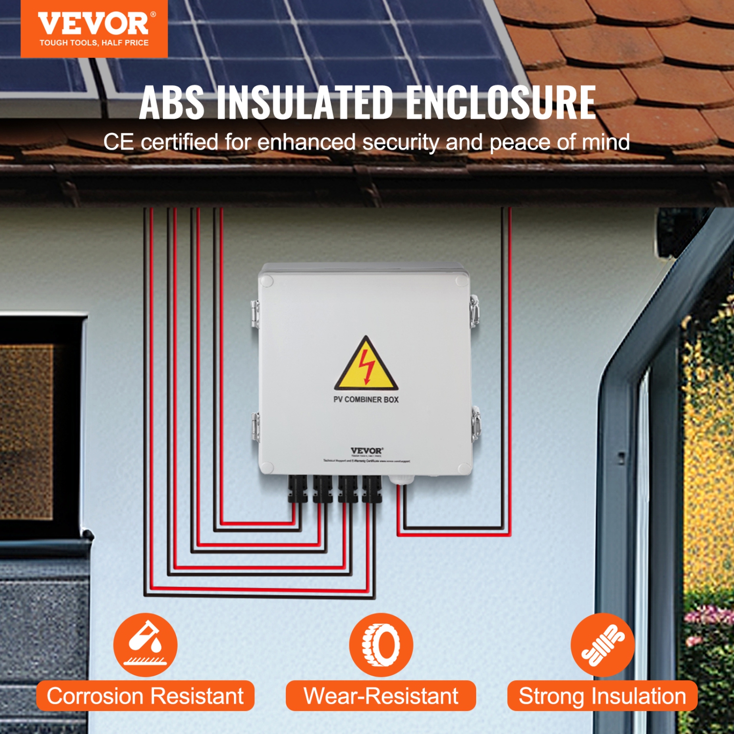 Câble VEVOR 4, boîtier de combinaison solaire PV avec disjoncteur 63&nbsp;A homologué 10&nbsp;A, connecteur solaire et boîtier en plastique ABS pour