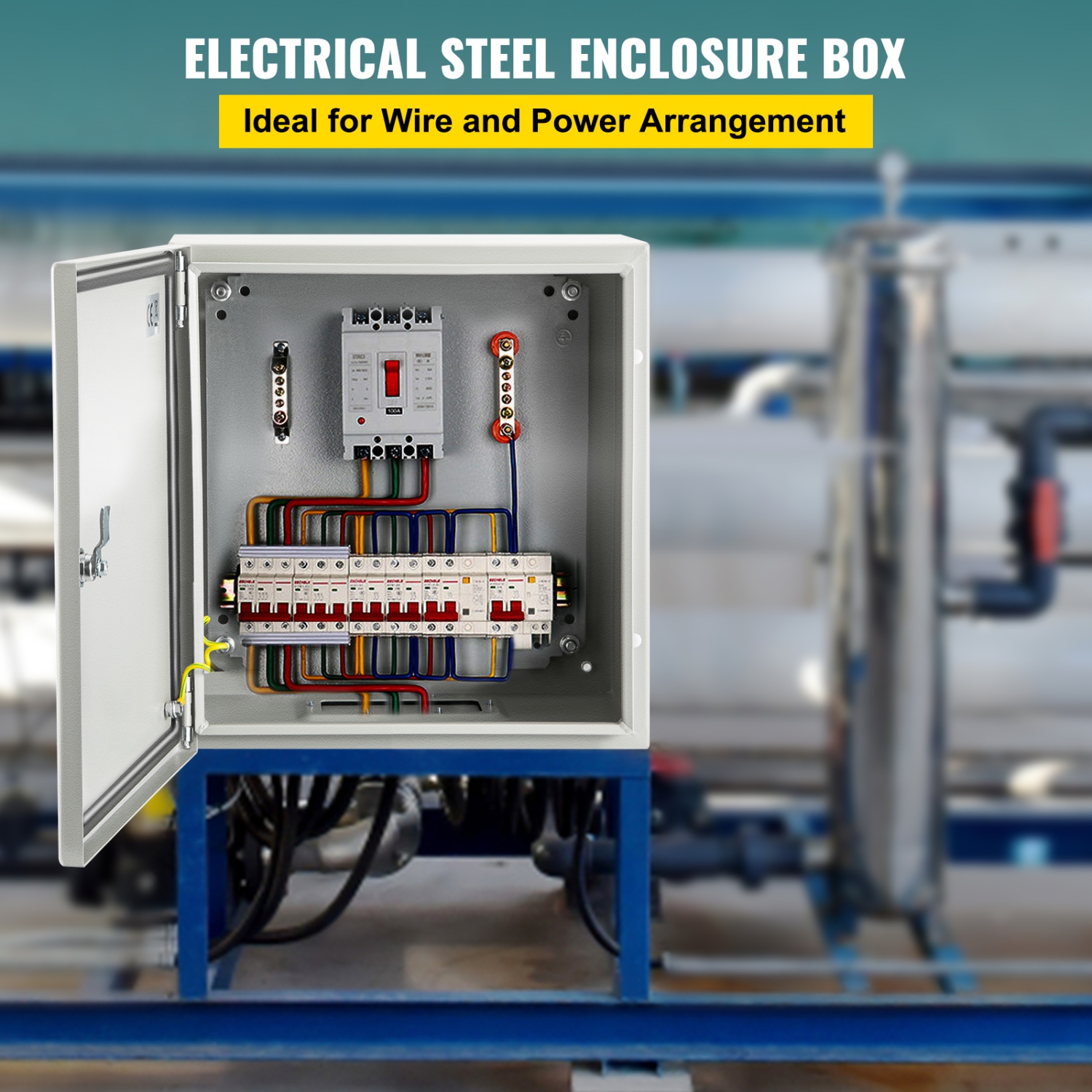 Boîtier métallique VEVOR 8x8x6&nbsp;po NEMA, boîtier électrique métallique NEMA 4X, IP66 résistant à l'eau et à la poussière, adapté aux connexions