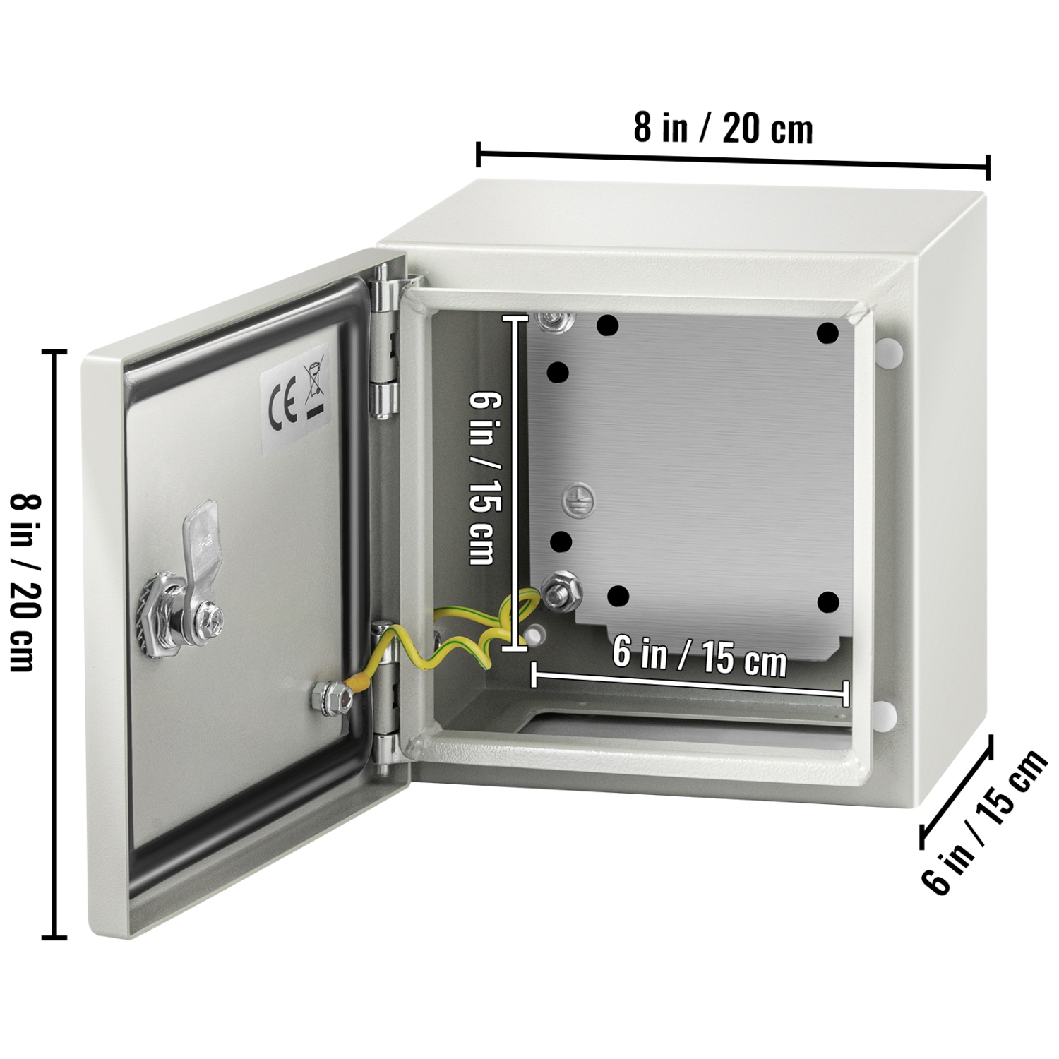 Boîtier métallique VEVOR 8x8x6&nbsp;po NEMA, boîtier électrique métallique NEMA 4X, IP66 résistant à l'eau et à la poussière, adapté aux connexions