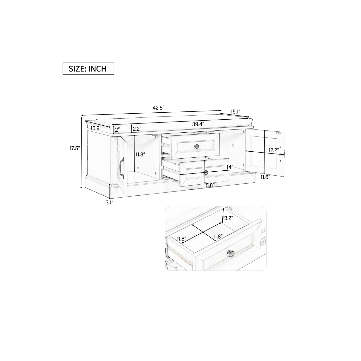 YOULIGHTS Storage Bench with Adjustable Shelves and 4 Doors, Shoe Bench with Removable Cushion for Entryway Hallway Foyer Living Room Bedroom, Shoe