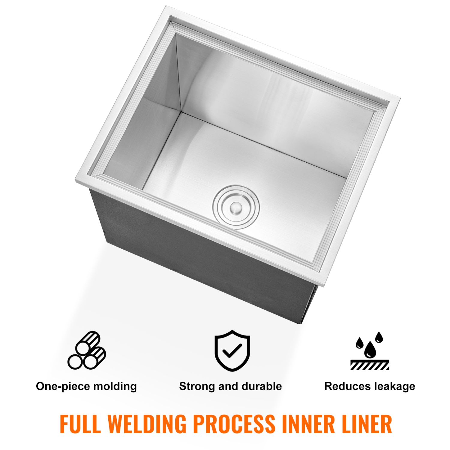 VEVOR 21"L x 17"W x 18"H Drop in Ice Chest, Stainless Steel Ice Cooler, Commercial Ice Bin with Cover, 40 qt Outdoor Kitchen Ice Bar, Drain-pipe and