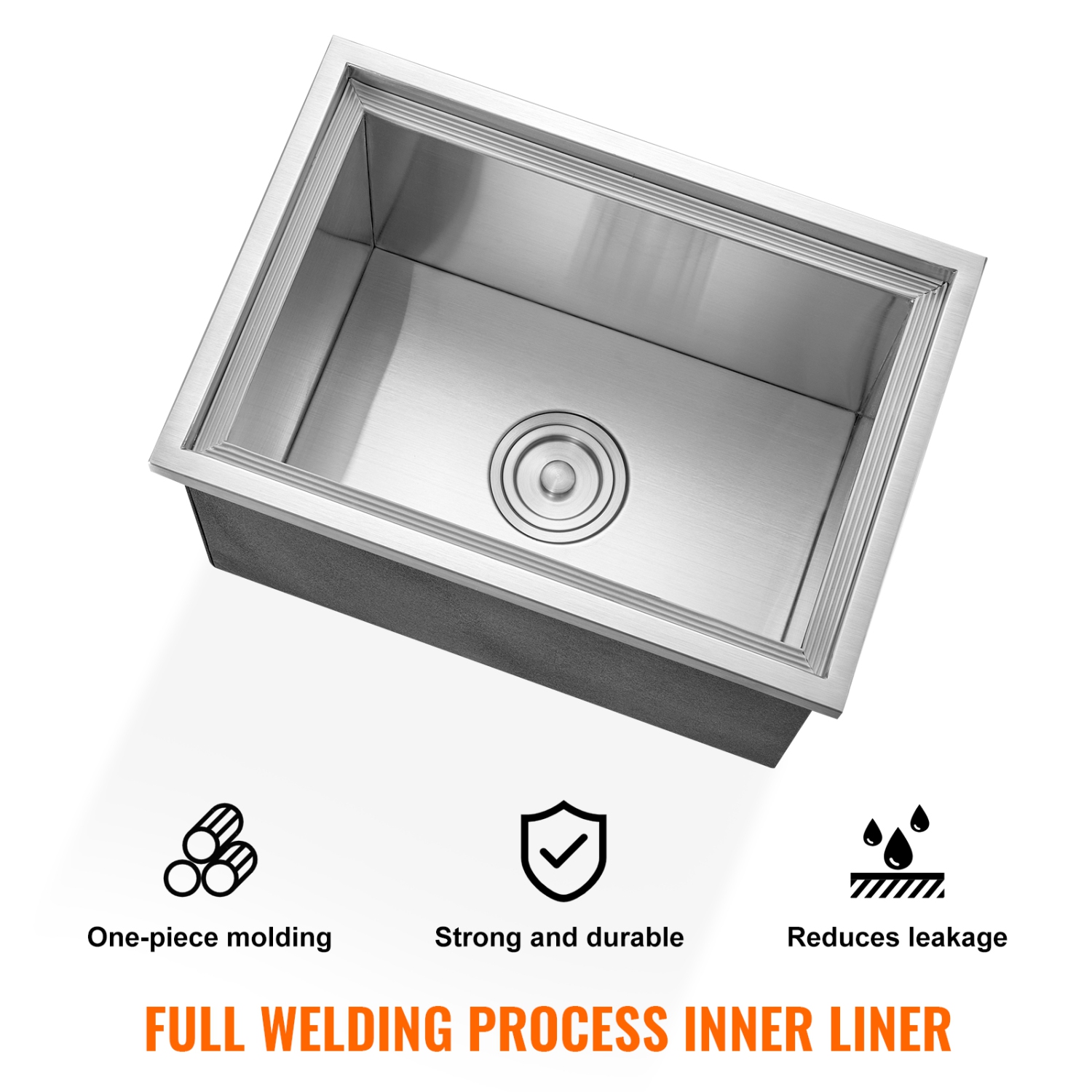 VEVOR 20"L x 14"W x 12"H Drop in Ice Chest, Stainless Steel Ice Cooler, Commercial Ice Bin with Cover, 40 qt Outdoor Kitchen Ice Bar, Drain-pipe and