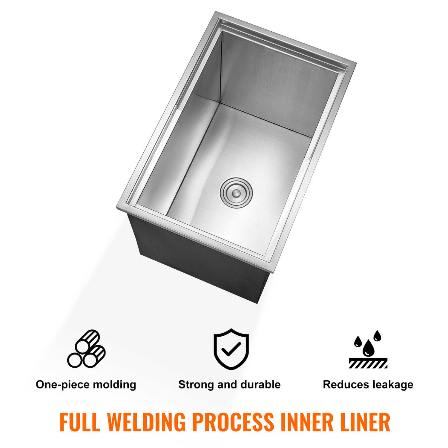 VEVOR 27"L x 18"W x 21"H Drop in Ice Chest, Stainless Steel Ice Cooler, Commercial Ice Bin with Sliding Cover, 40.9 qt Outdoor Kitchen Ice Bar,