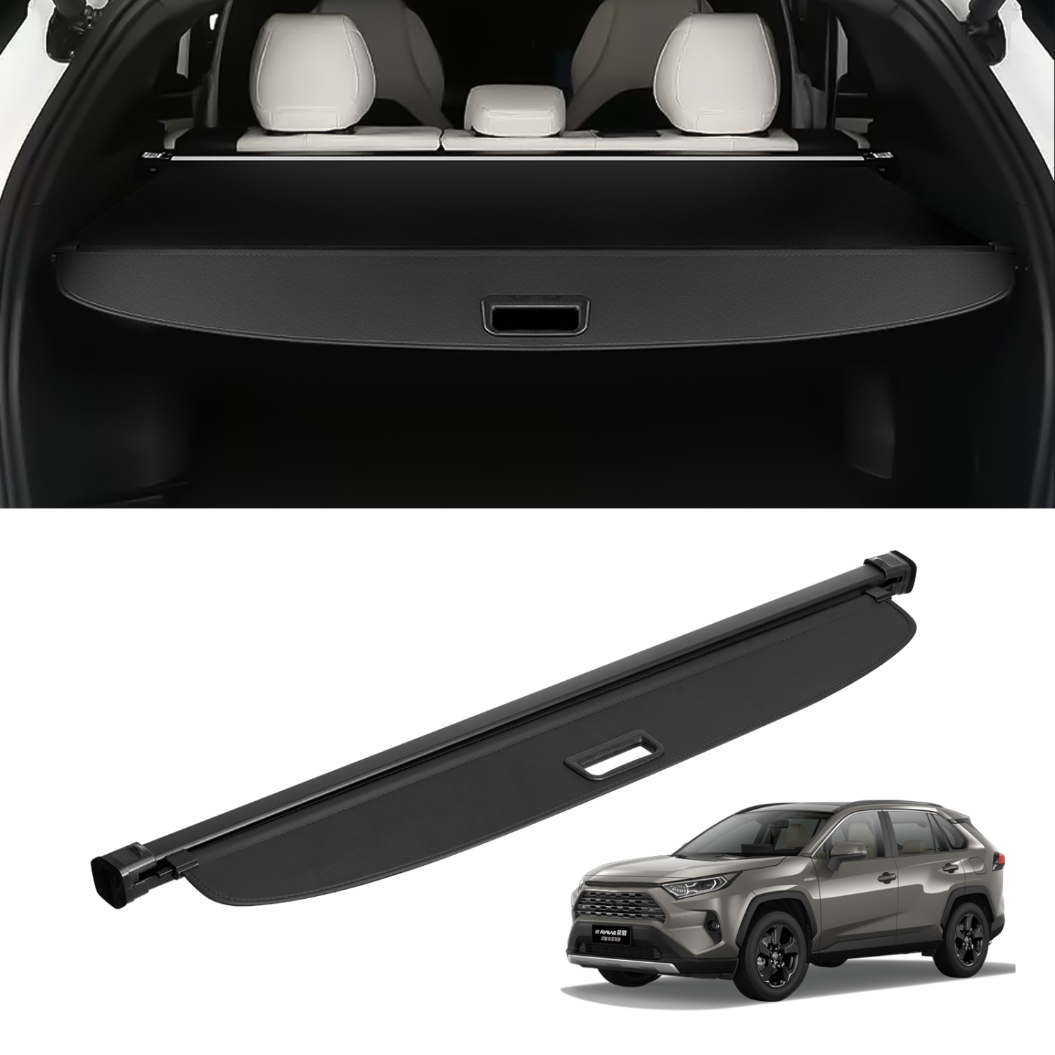 VEVOR Retractable Cargo Cover for Toyota, Upgraded Waterproof Trunk Cover Security Shield Shade for Toyota RAV4 2019-2024, UV Resistant Rear Trunk
