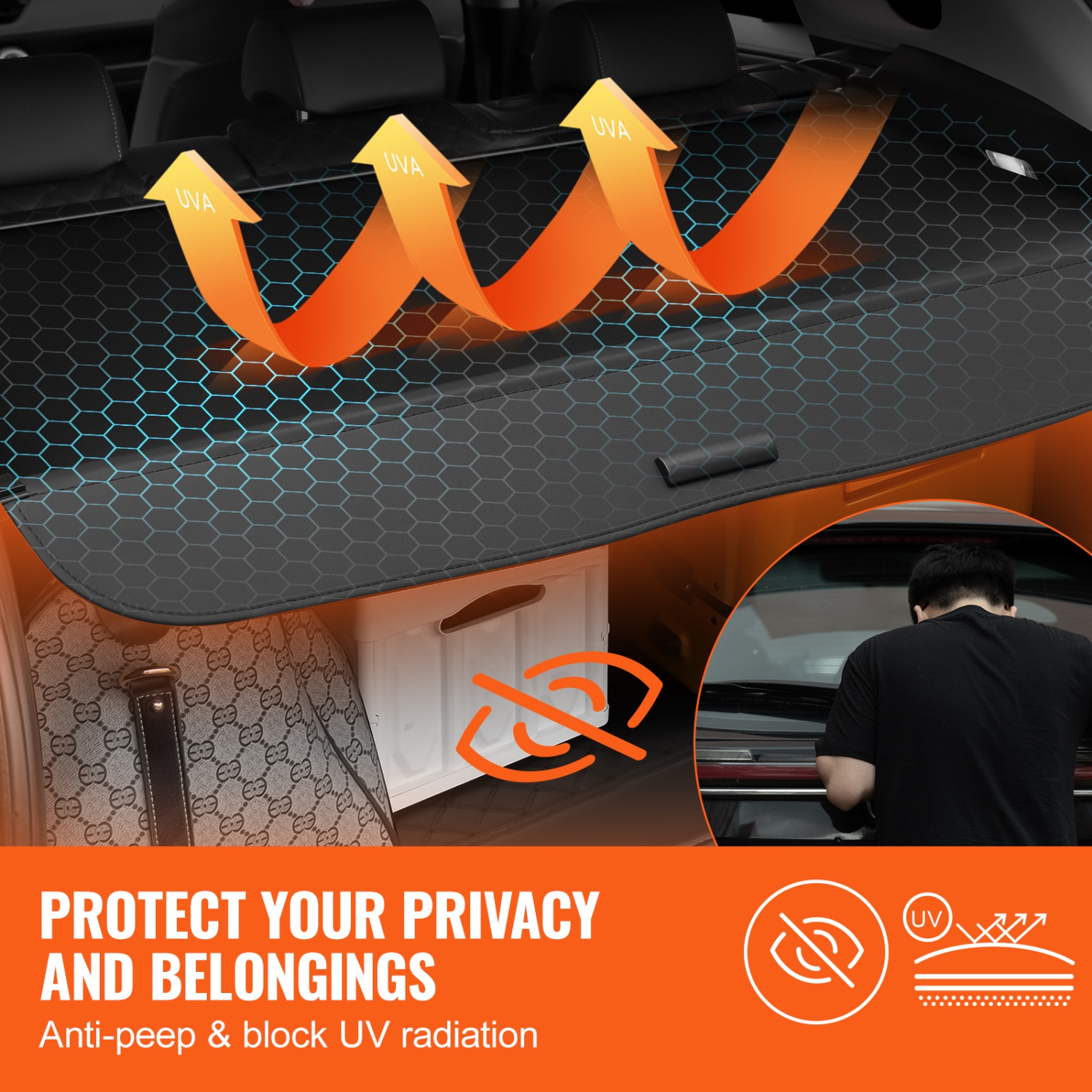 Housse de coffre rétractable VEVOR pour Honda, écran de protection étanche amélioré pour Honda CRV 2023-2024, couvercle de coffre arrière résistant