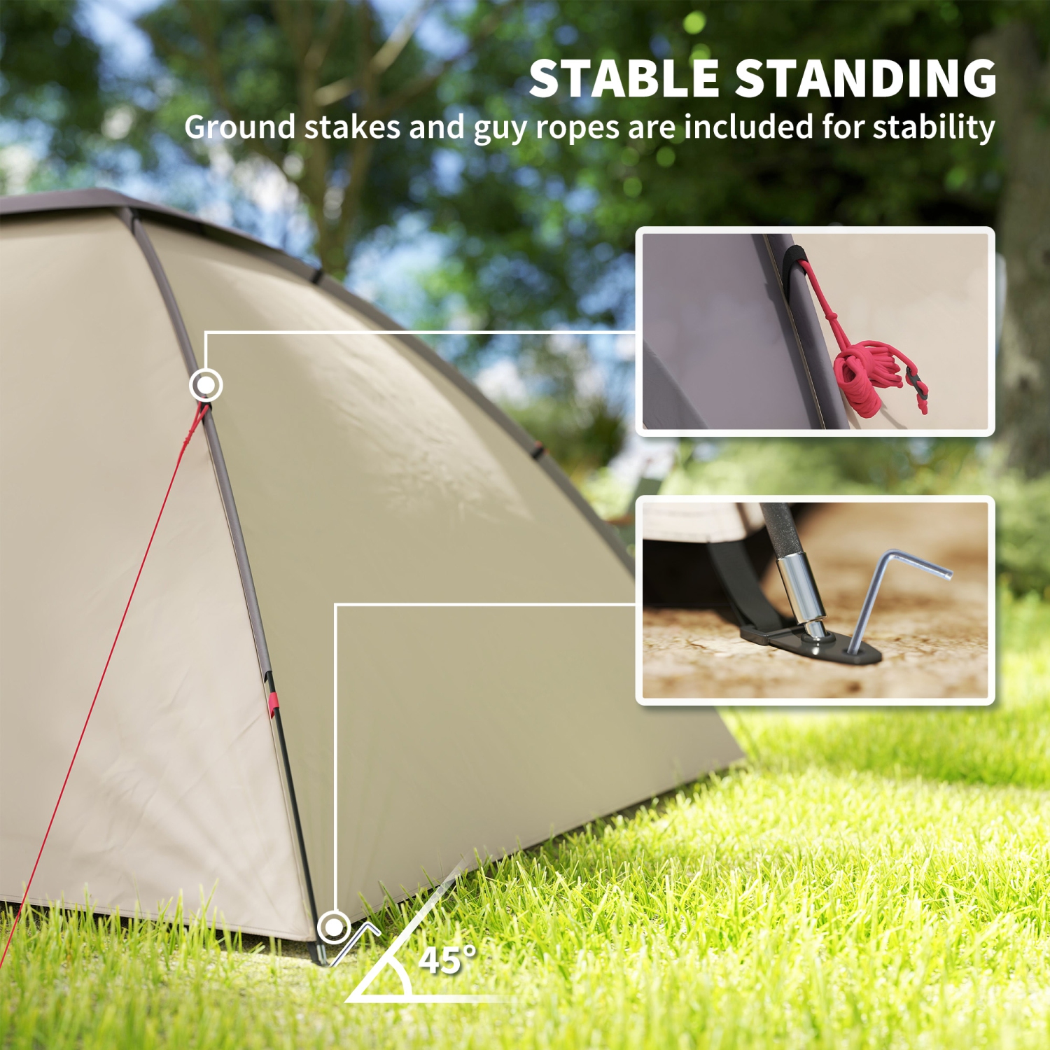 Outsunny 2 Person Camping Tent, 3000mm Waterproof Family Dome Tent with Bedroom, Porch, Sewn-in Groundsheet and Hook, Portable and Lightweight for