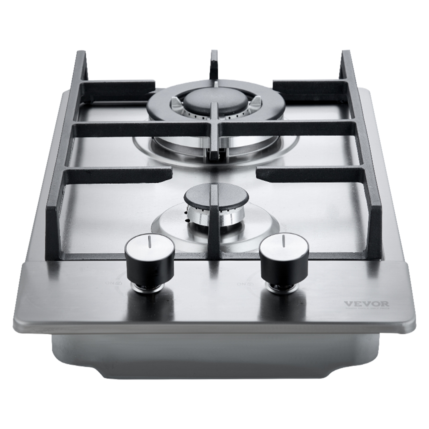 VEVOR 12 inch Gas Cooktop, Max 12250BTU 2 Burners Built-in Stainless Steel Gas Stove Top, LPG/NG Convertible Dual Fuel Natural Gas Hob with